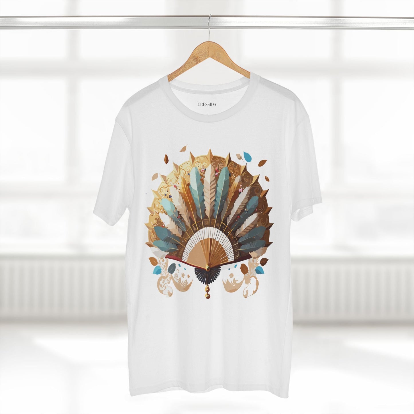Antique Fan Graphic Design T-Shirt Unisex 100 Cotton Floral Carnival Artwork Tee 7