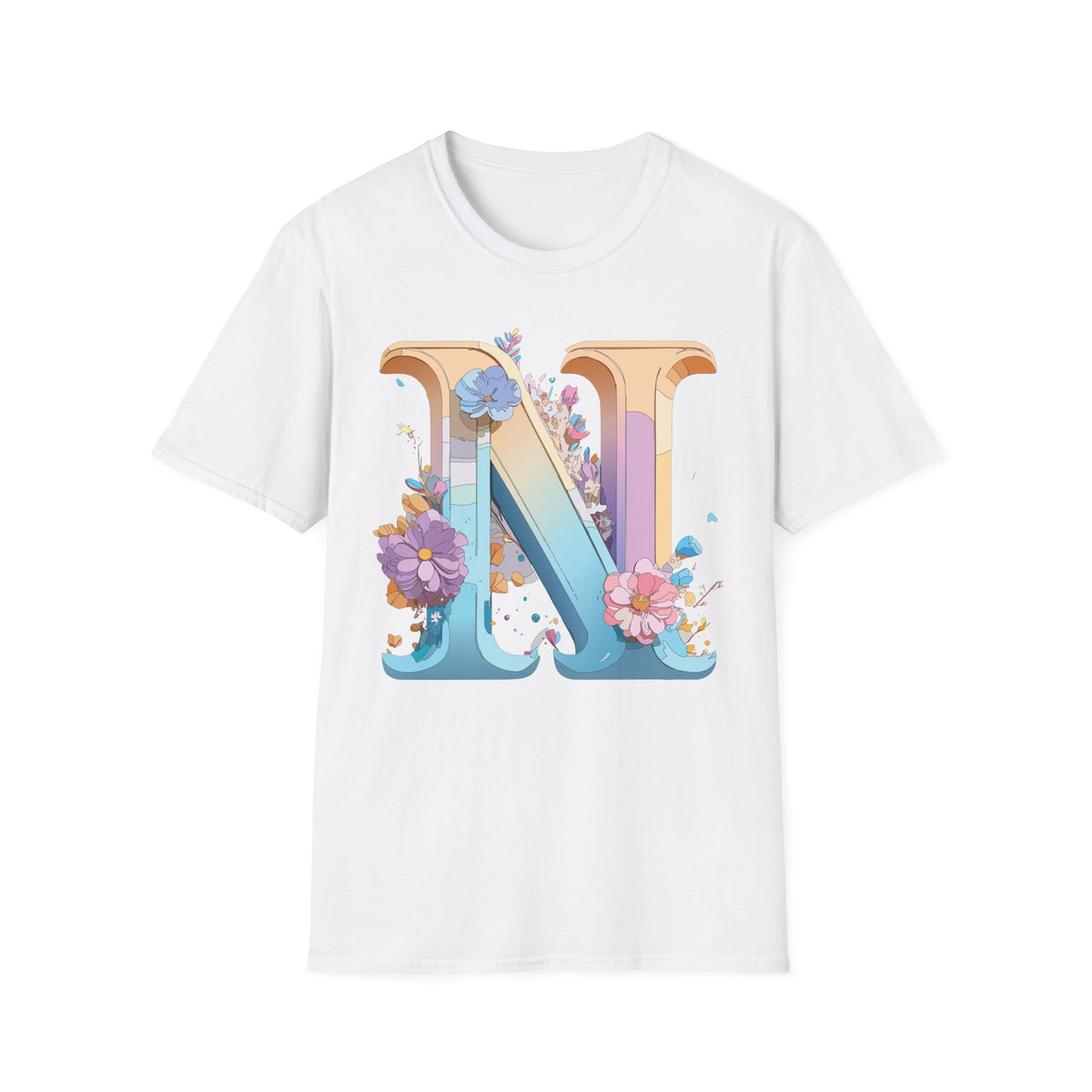 Floral Letter N T-Shirt | Botanical Monogram Tee