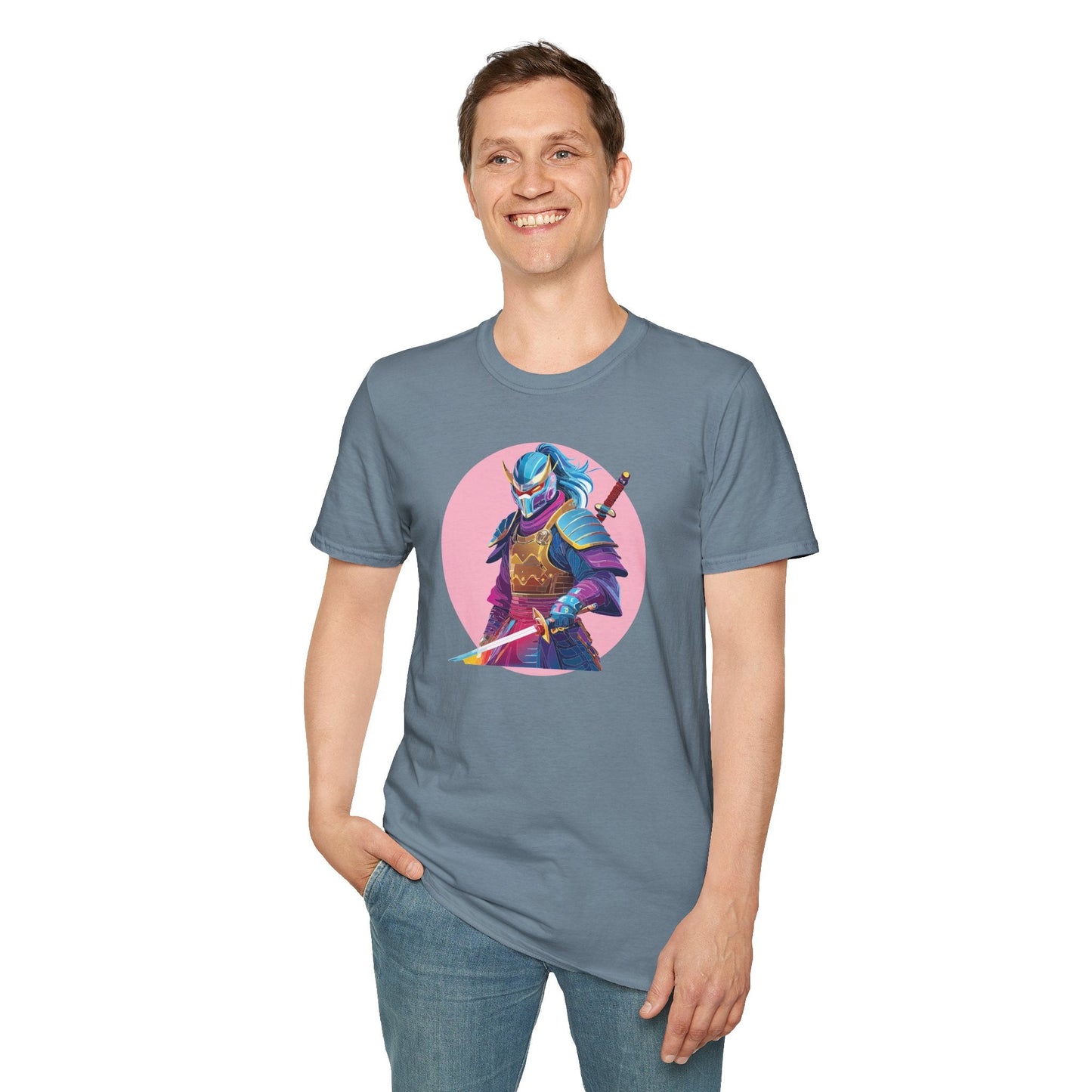 Samurai Themed Unisex Softstyle Tee Shirt Gildan 64000 100 Percent Ring Spun Cotton