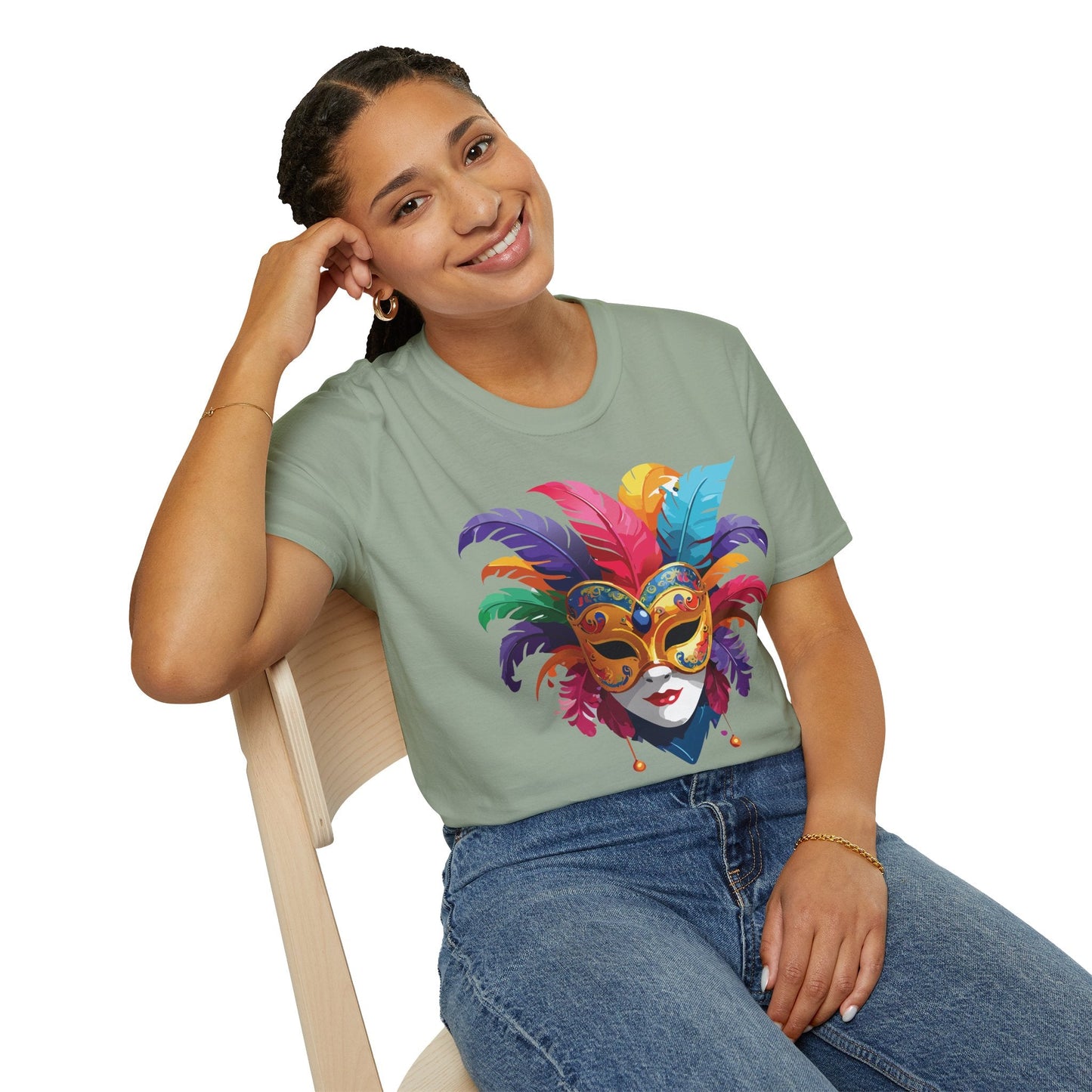 Unisex Mask Tee Shirt Gildan Softstyle 64000 Lightweight Comfortable Masquerade Design Tee