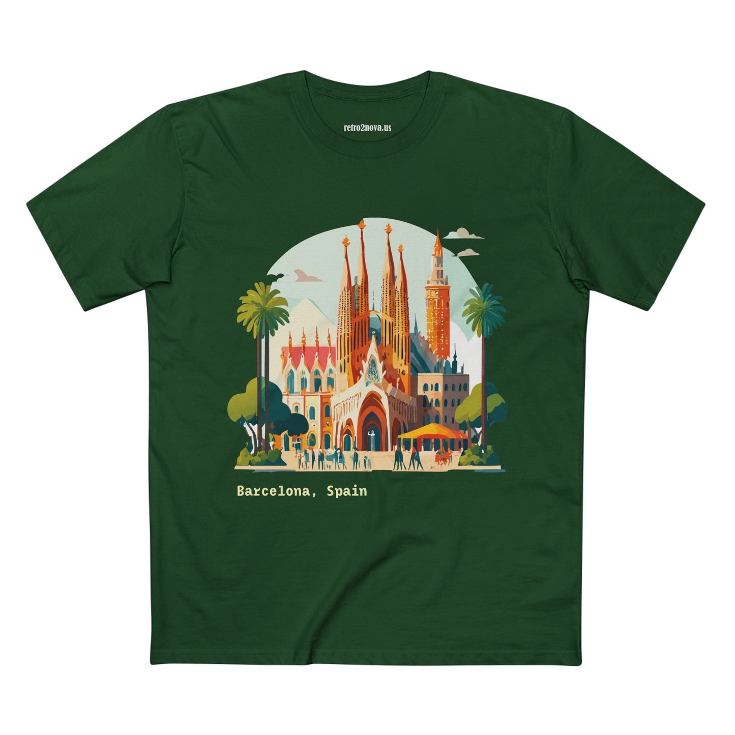 Barcelona Travel Tourist Shirt Unisex Premium Cotton Tee With Original Art Design By Retro2Nova