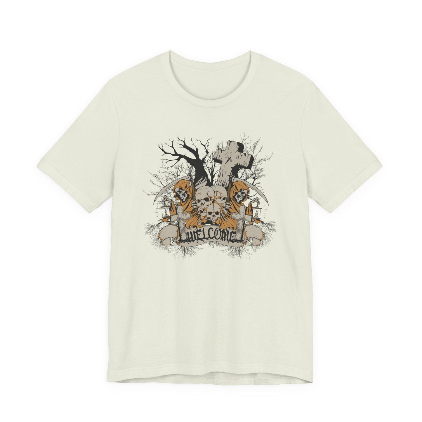 Skull Halloween Graphic Design Unisex Cotton T-Shirt Art-50