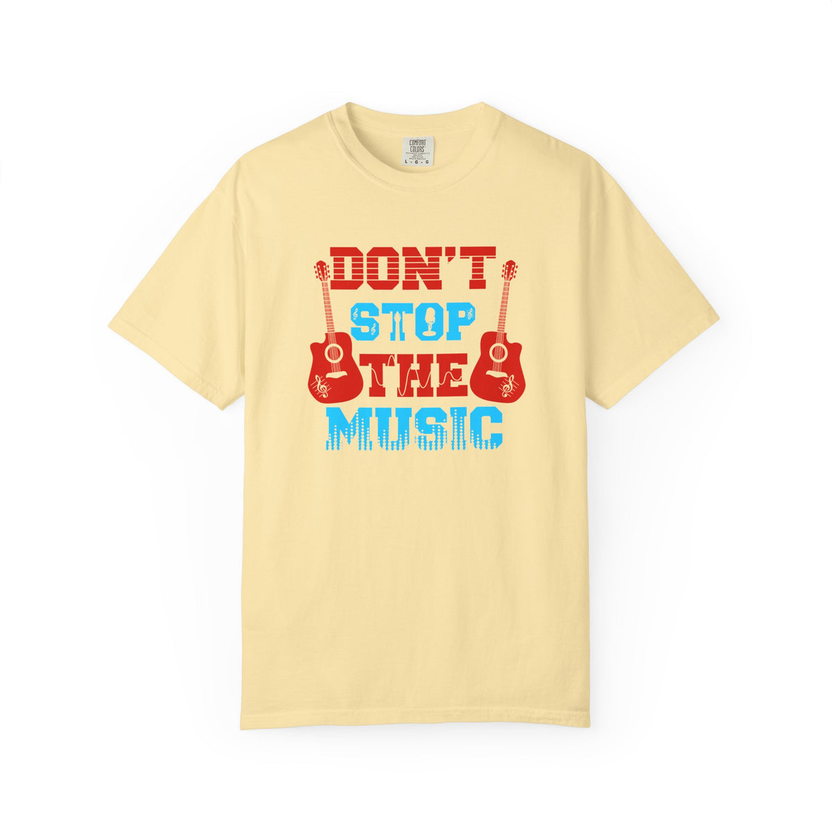 Don t Stop the Music T-Shirt Acoustic Guitar Typography Graphic Unisex Cotton Tee 042