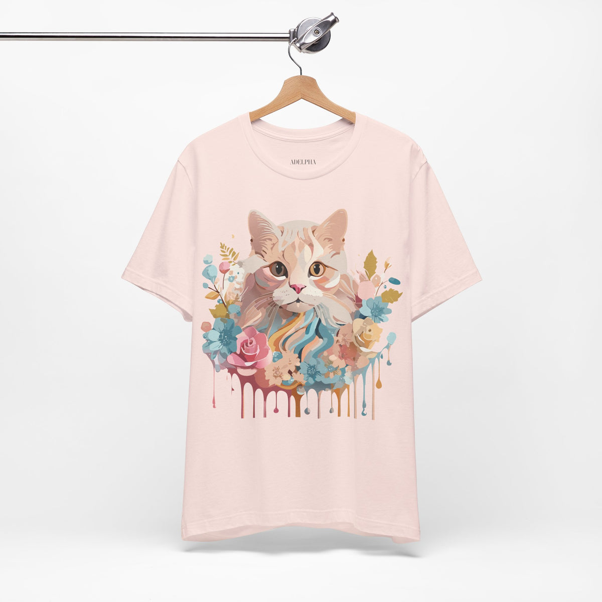 Cat Graphic Unisex Cotton Bella+Canvas Tee with Art Animal Design e110