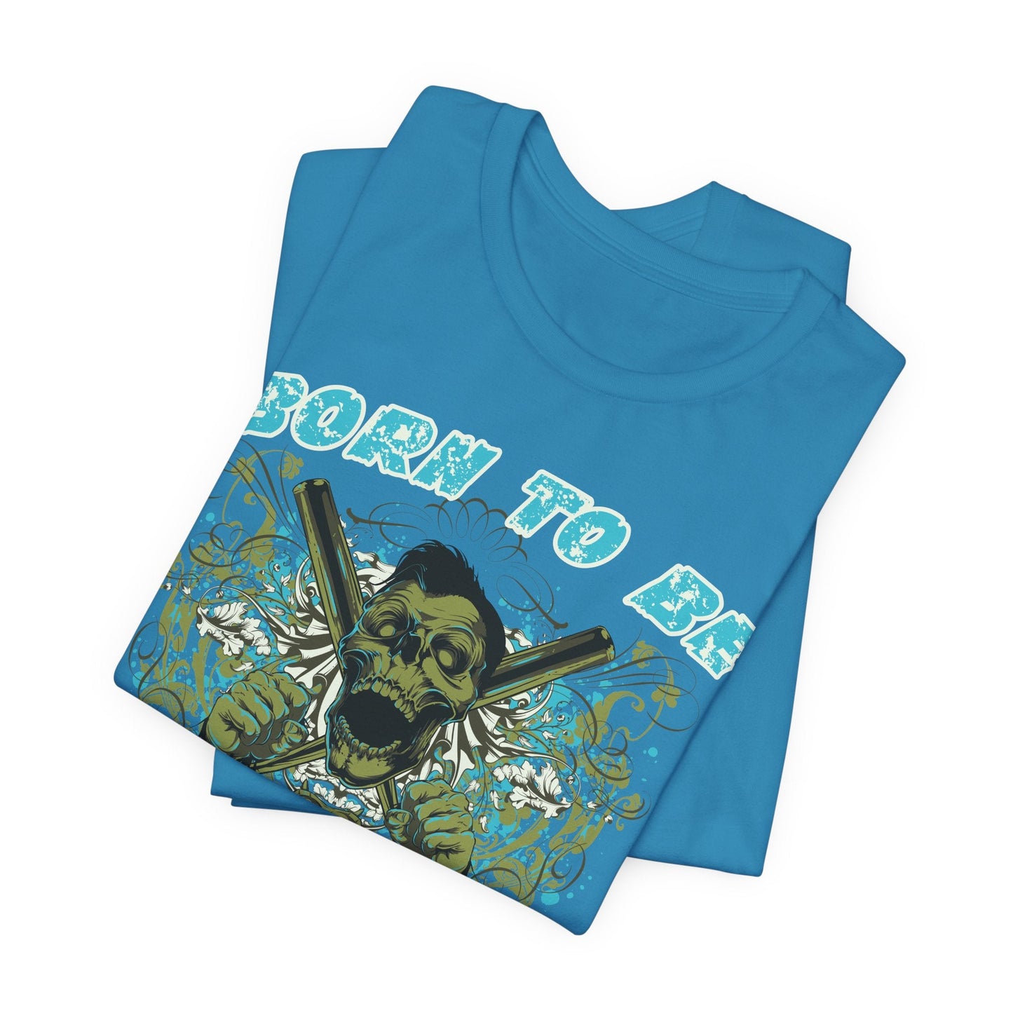 Born To Be Cage Fighter Tee Skull Crossed Knives Graphic T-Shirt