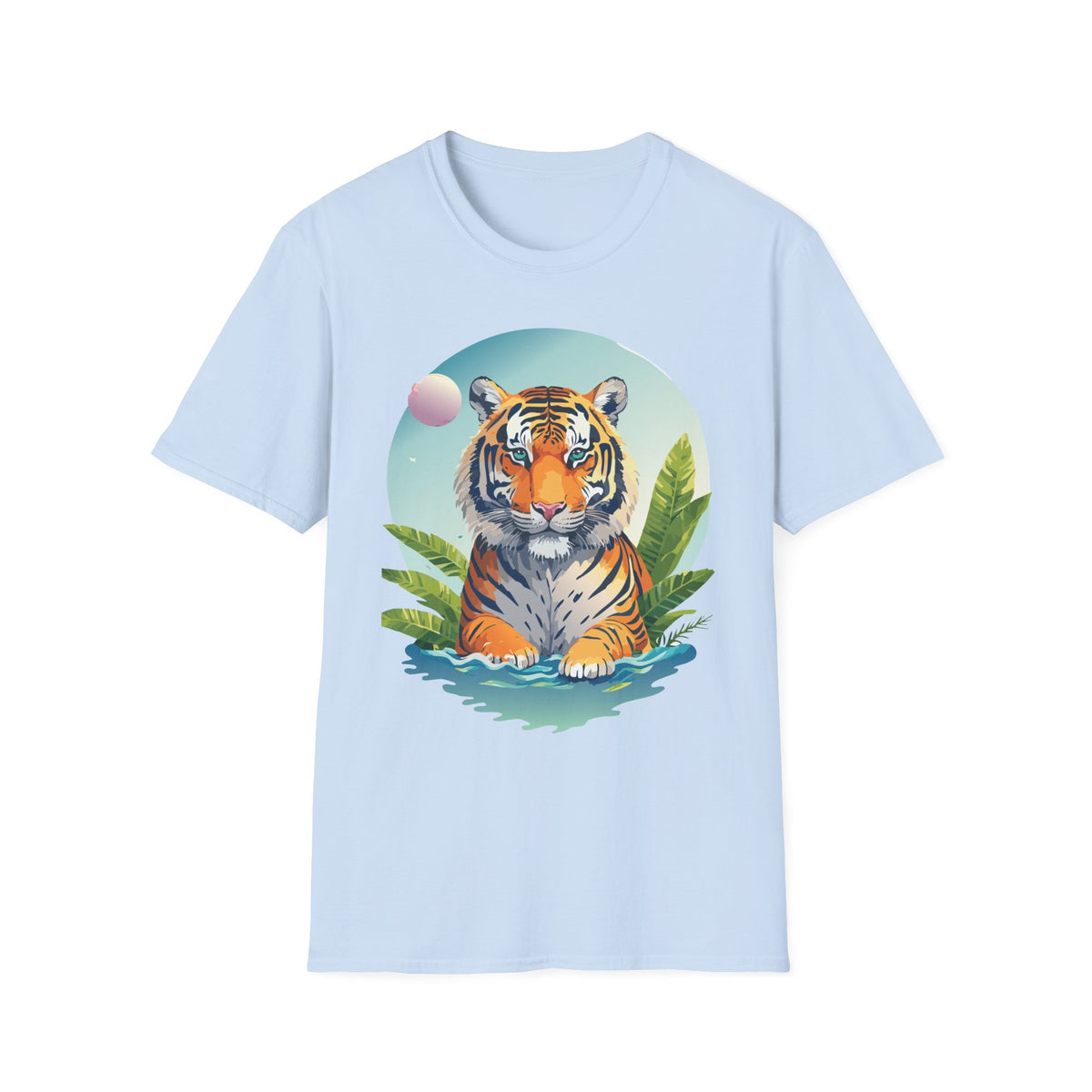 Retro Tiger Illustration T-Shirt | Vintage Sunset Jungle Art
