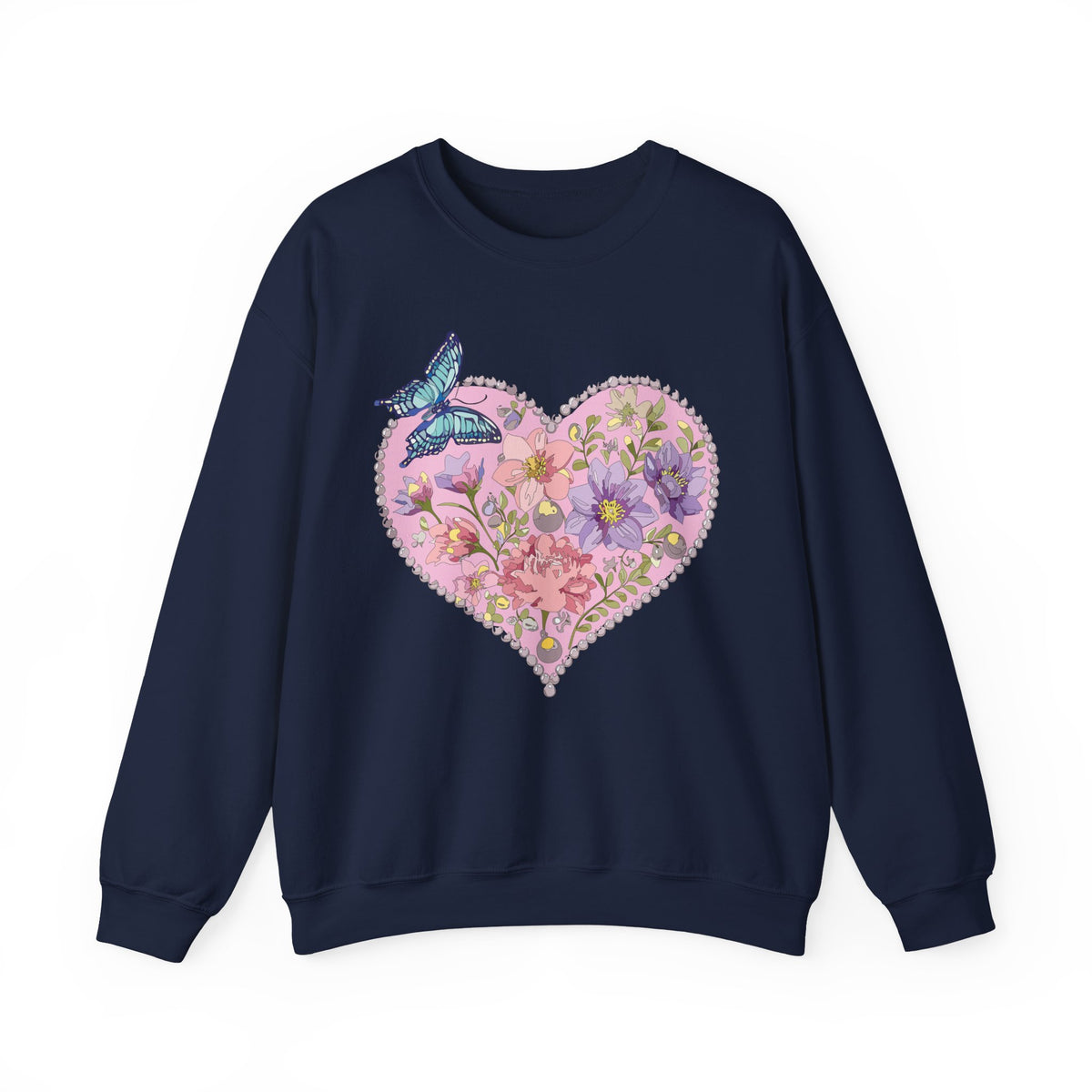 Floral Heart Love Graphic Valentine's Day Sweatshirt Unisex 50/50 Cotton-Poly Sweatshirt w38