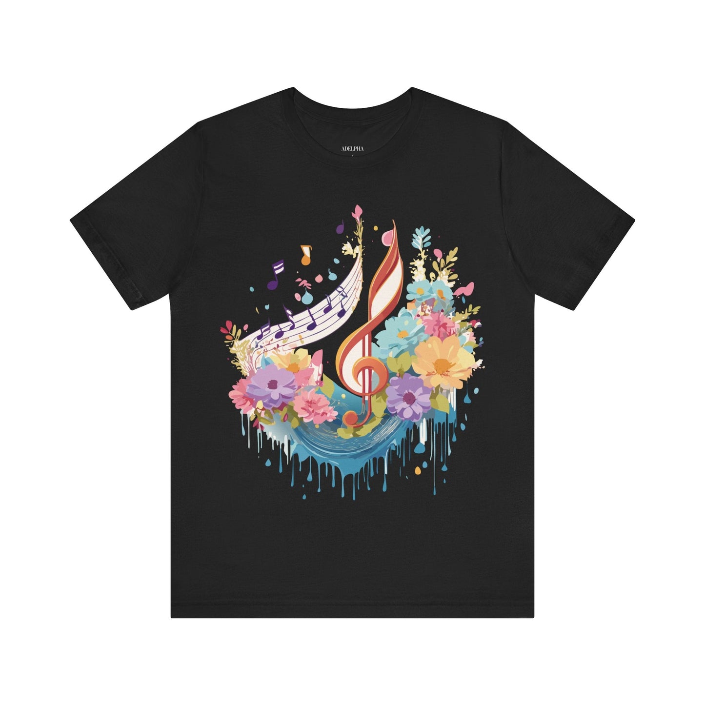 Music Graphic Unisex 100 Cotton Vintage Art with Musical Elements Tee 106