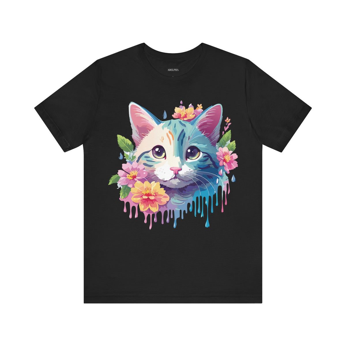 Cat Graphic Unisex Cotton Bella+Canvas Tee with Art Animal Design e107