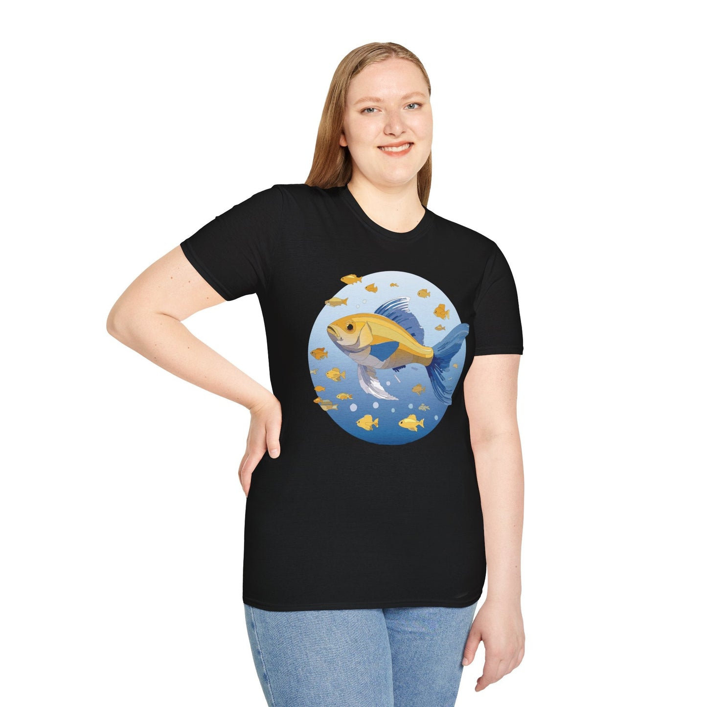 Fish Art Graphic Tee Shirt For Men And Women Unisex Cotton Softstyle Tee With Fish Artwork Design