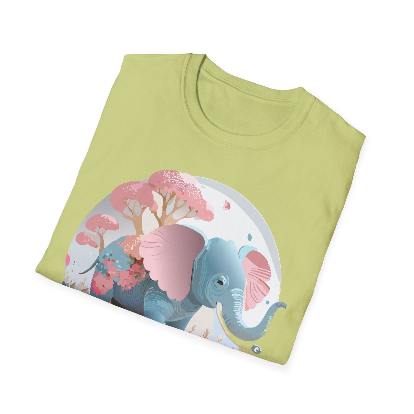Unisex Elephant Graphic Tee Gildan Softstyle 64000 100 Percent Ring Spun Cotton Fabric
