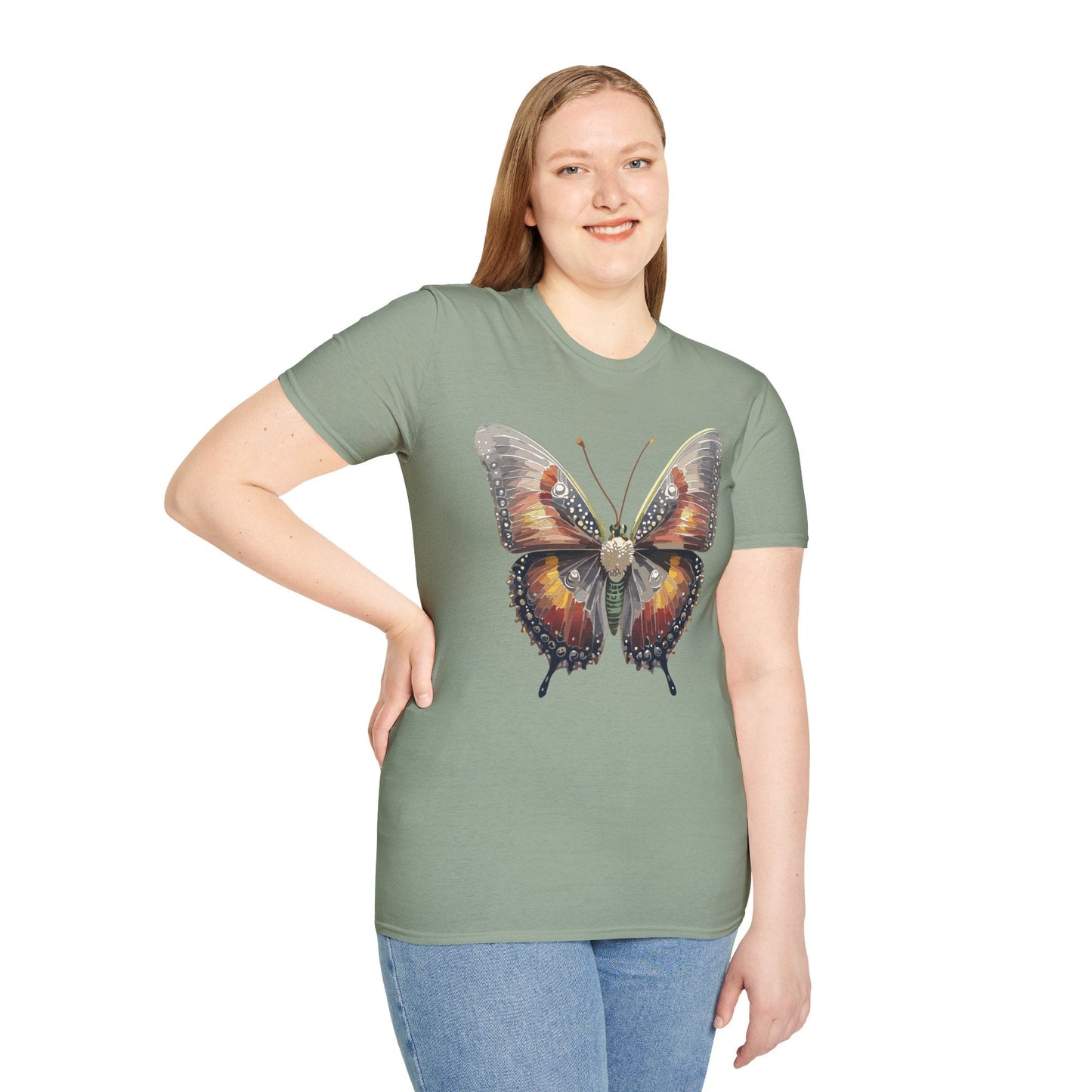 Butterfly Shirt Unisex Lightweight 100 Cotton Gildan Softstyle 64000 Tee Monarch Butterfly Design