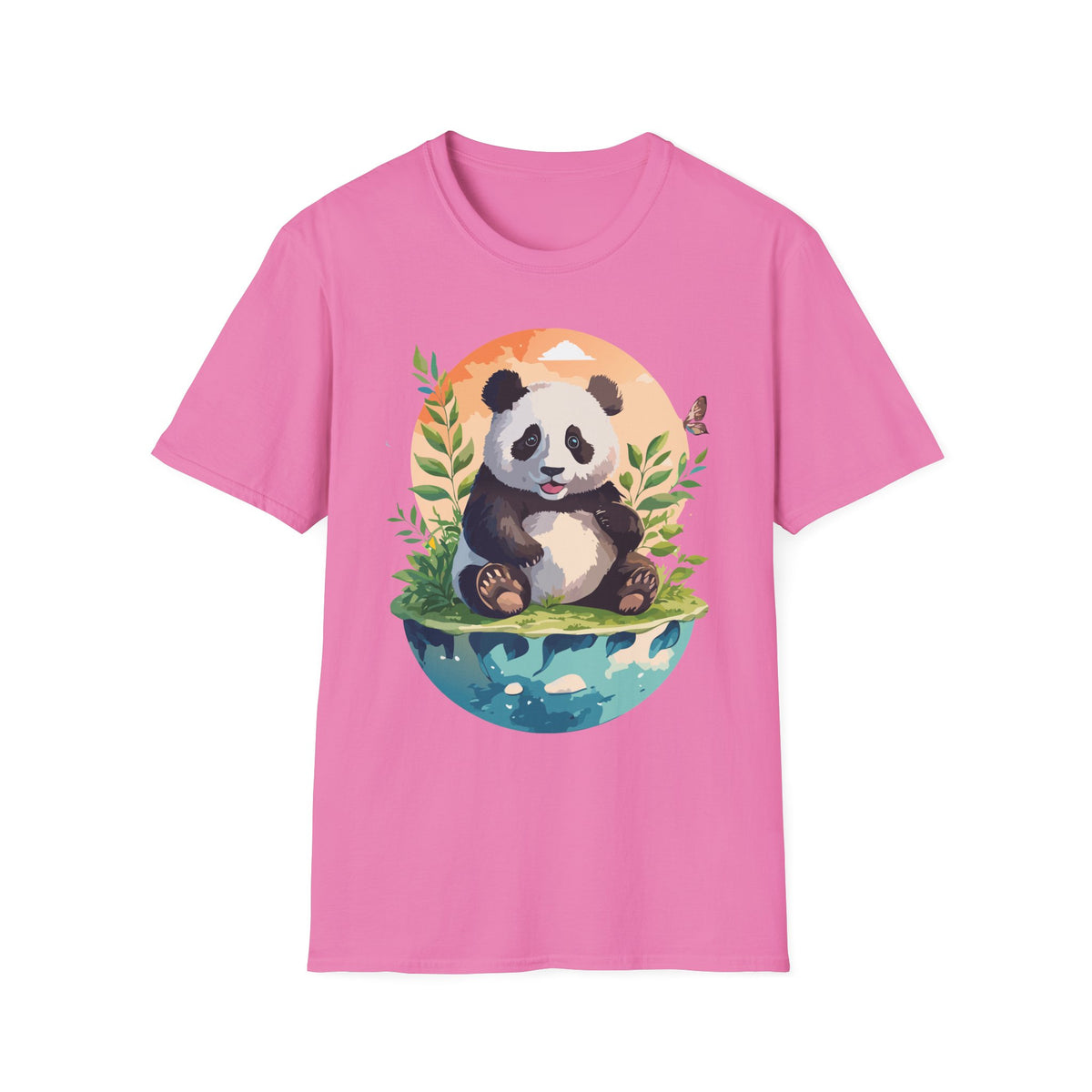 Cute Panda Illustration T-Shirt | Panda Bear Nature Scene