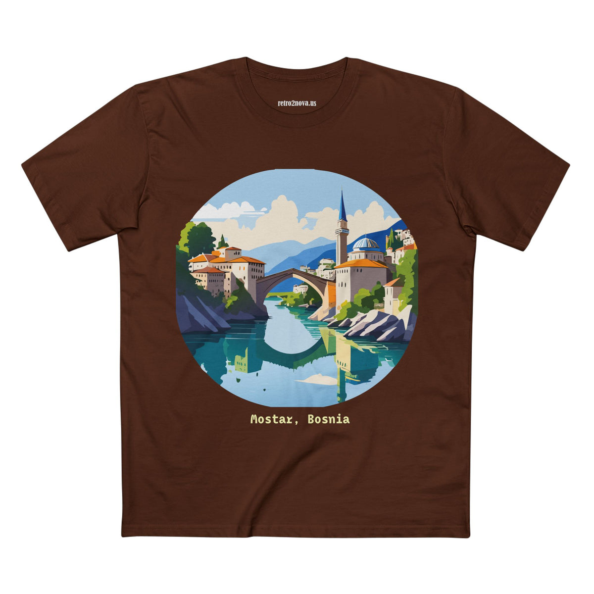 Mostar Bosnia illustration tee | Stari Most bridge t-shirt