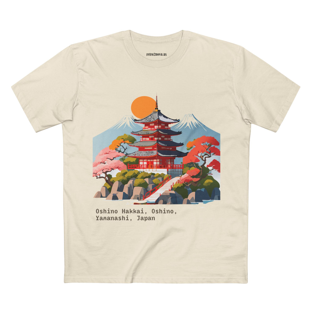 Japanese Pagoda Illustration Tee | Oshino Hakkai, Yamanashi, Japan