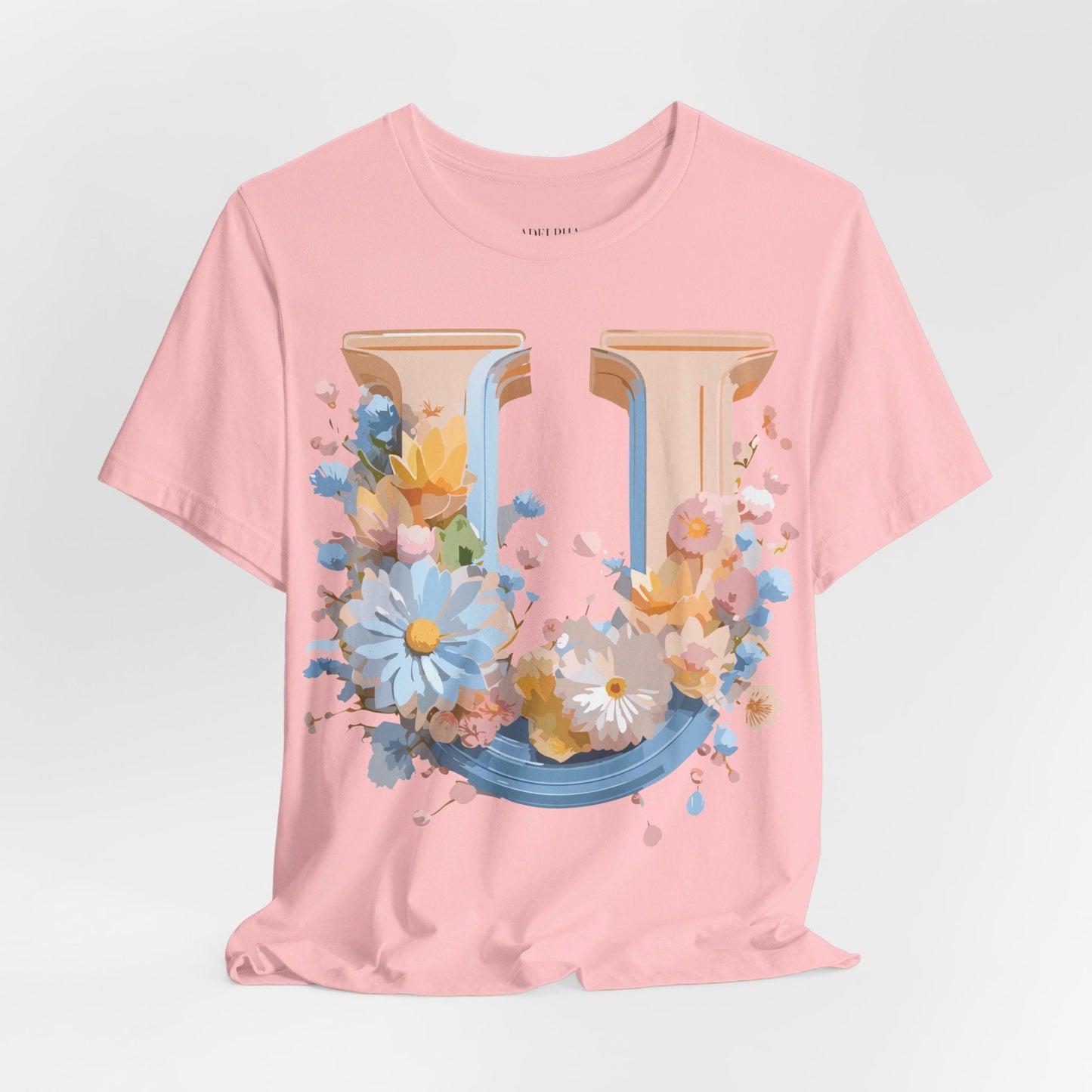 Letter U Shirt Unisex Graphic Tee By Adelpha Vintage Inspired Short Sleeve Art Design