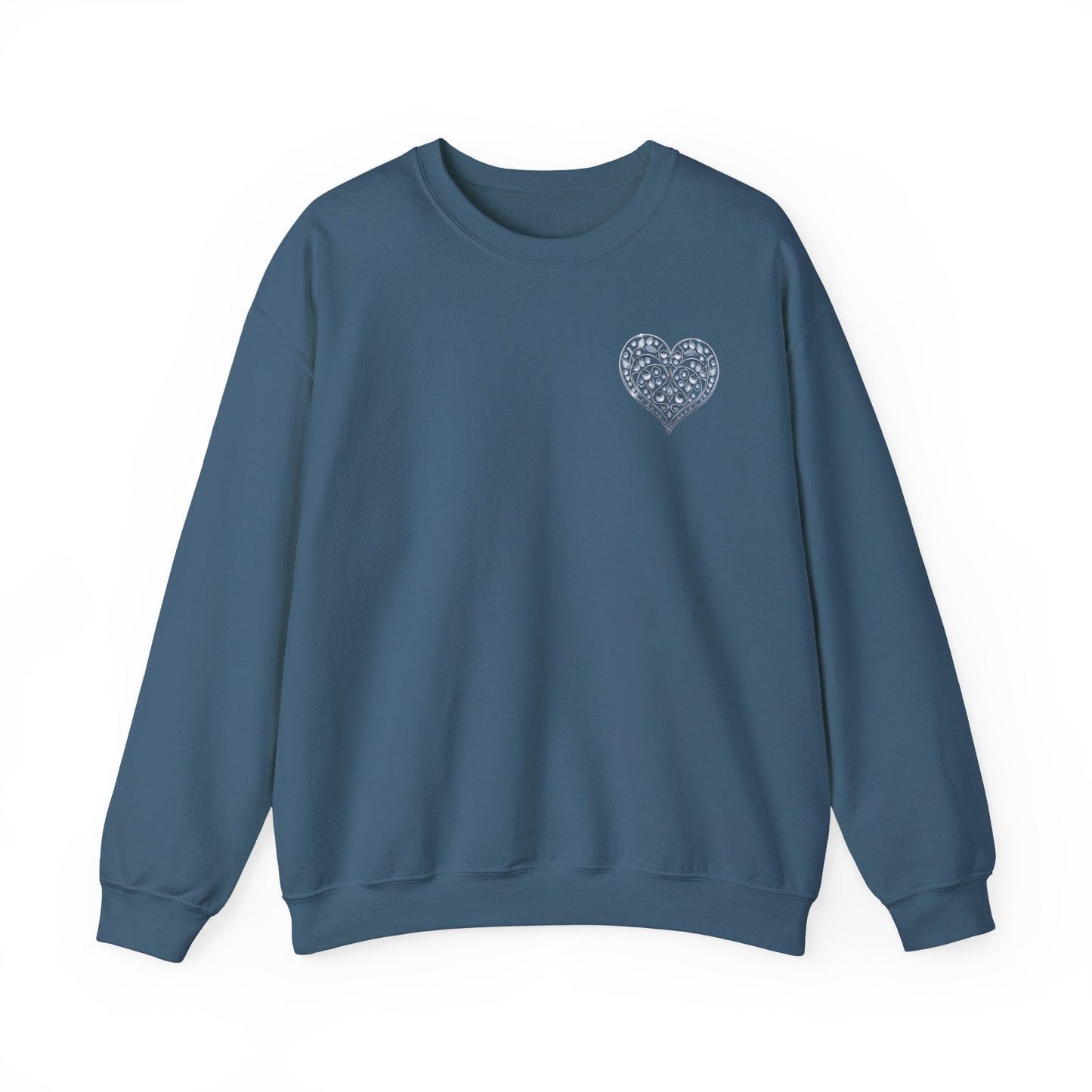 Crystal Heart Sweatshirt Unisex Fifty Fifty Cotton Poly Valentine Day Crewneck Gildan 18000