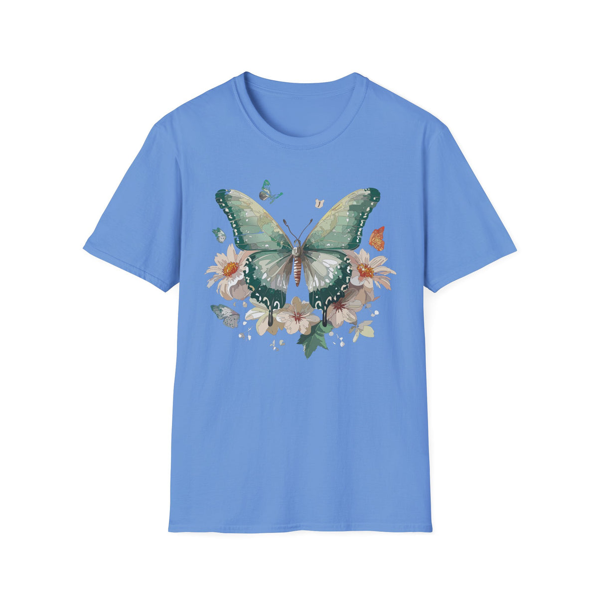 Green Watercolor Butterfly T-Shirt | Floral Monarch Graphic Tee Unisex 100 Cotton Gildan T-Shirt