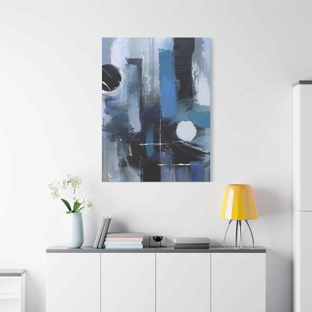 Blue Abstract Painting Print Canvas 20x24,20x30,24x30, 24x32,24x36,30x40, 32x48,36x48,40x60 Pine-Wood Inner Frame ABS-25