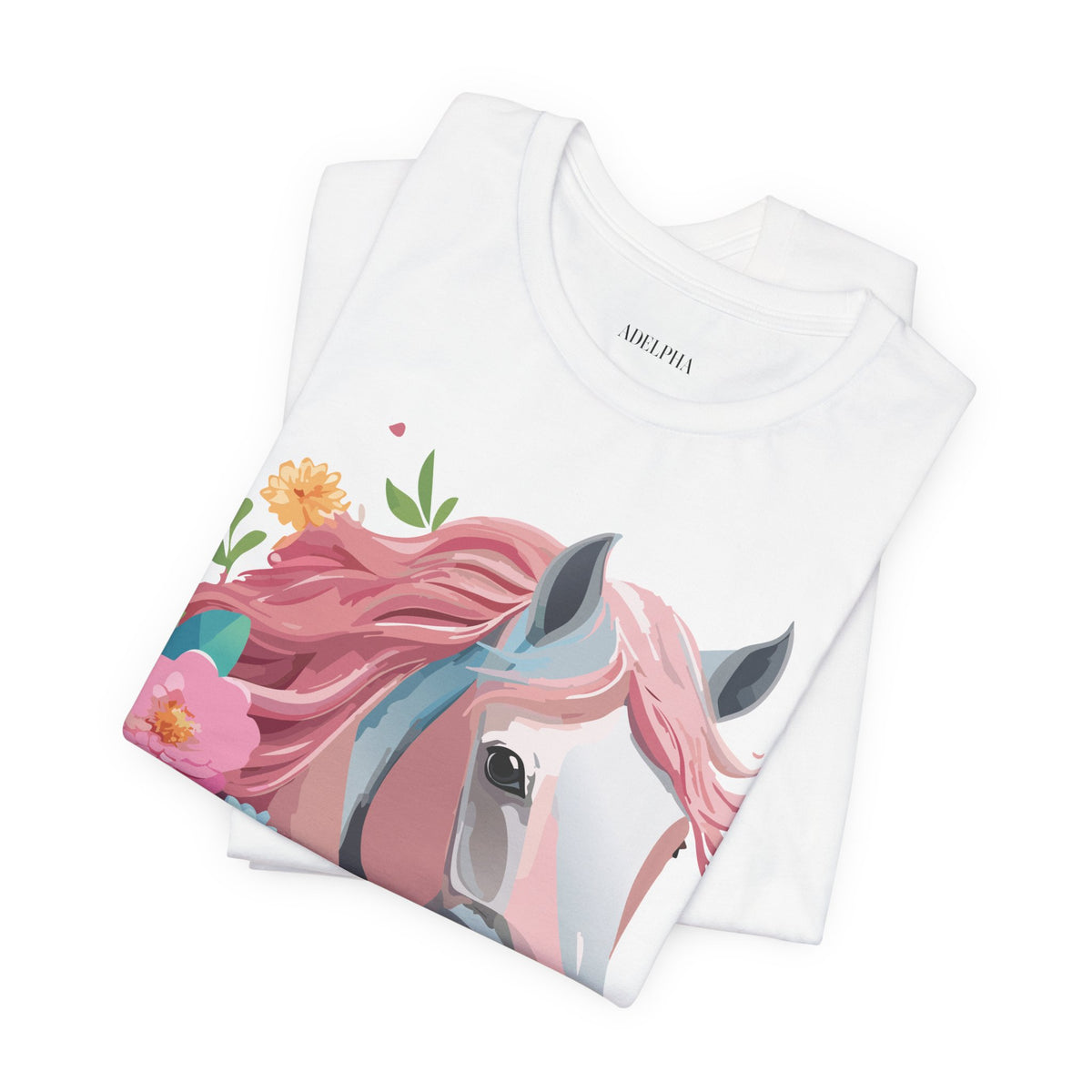 Horse Graphic Unisex Cotton Bella+Canvas Tee with Art Animal Design e35