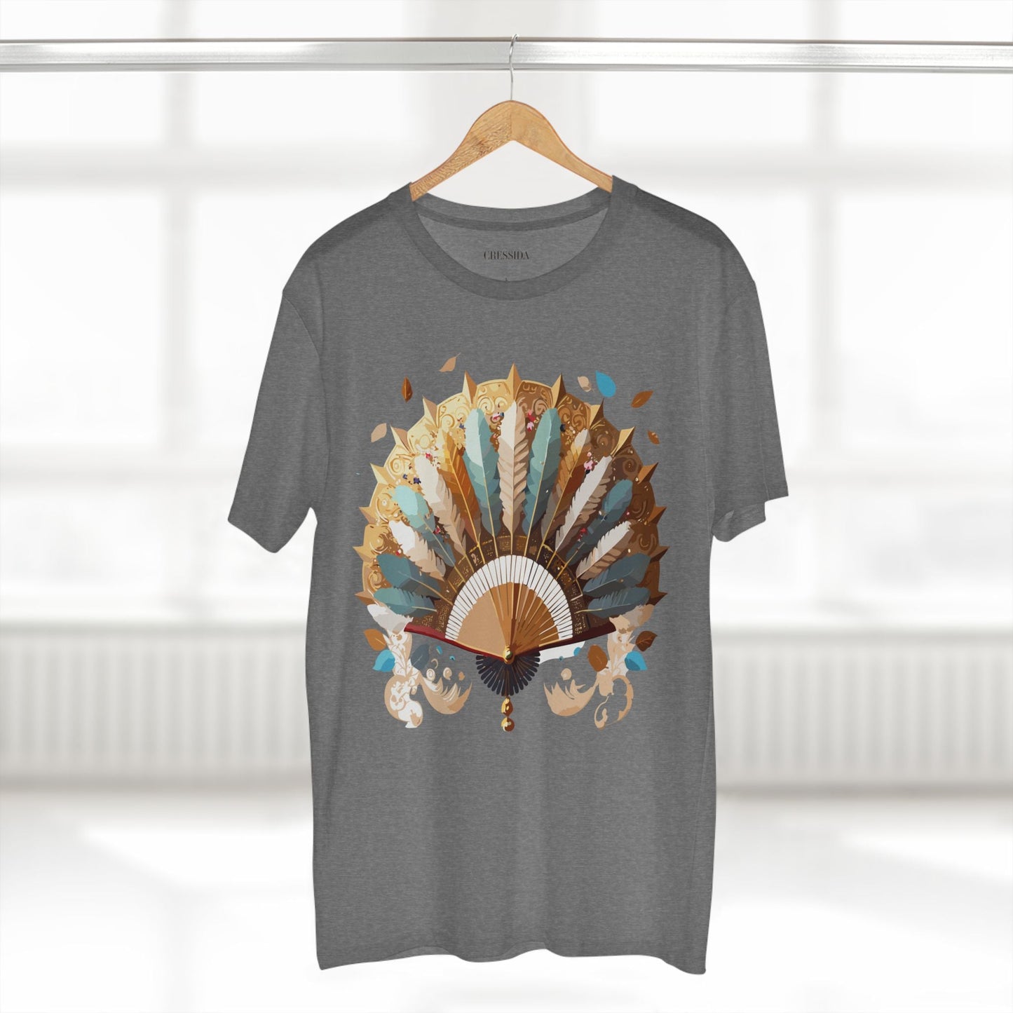 Antique Fan Graphic Design T-Shirt Unisex 100 Cotton Floral Carnival Artwork Tee 7