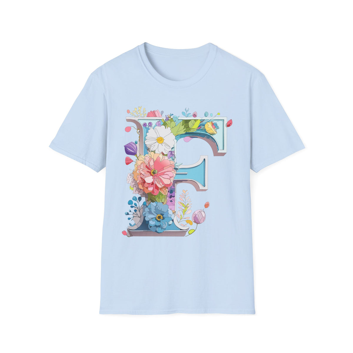 Floral Letter F T-Shirt | Botanical Initial Tee