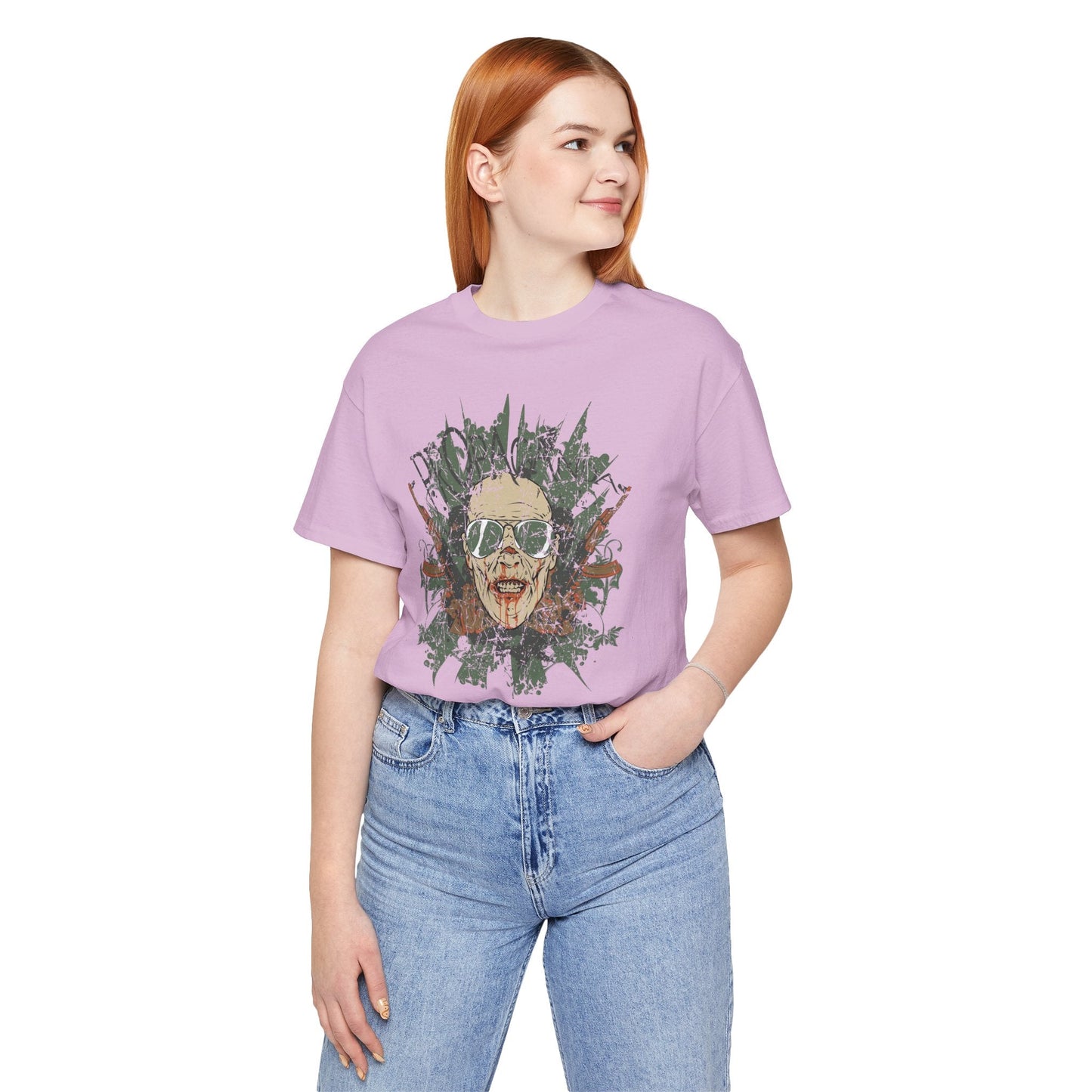 Retro Skull Floral Graphic Design Unisex Cotton T-Shirt G-2