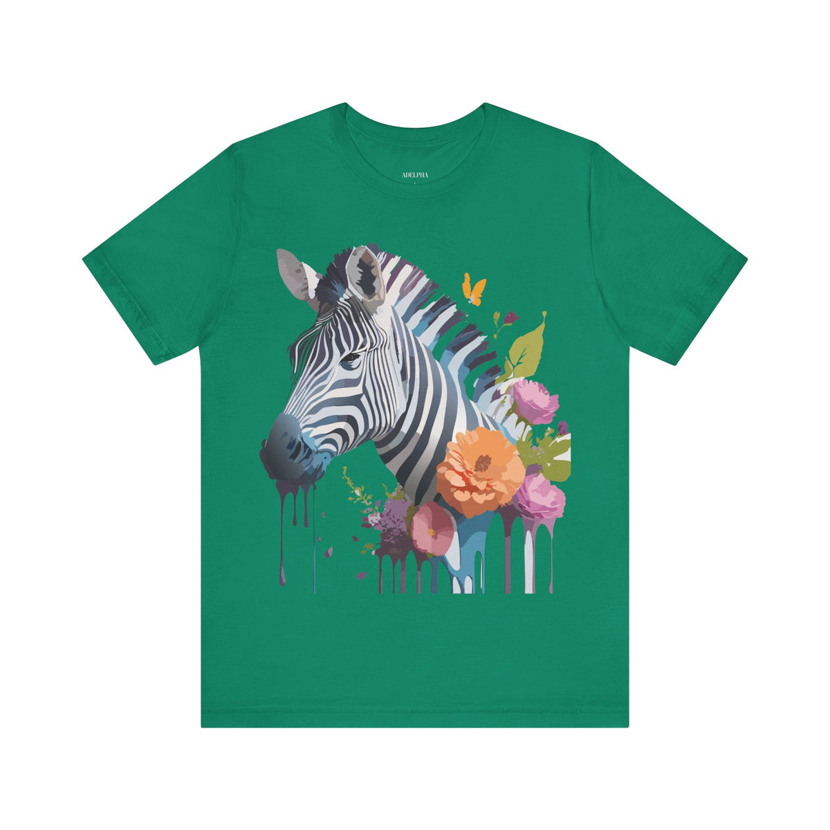 Zebra Graphic Unisex Cotton Bella+Canvas Tee with Art Animal Design e75