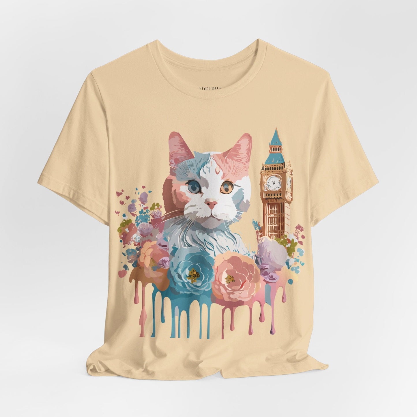 Unisex Cat Graphic Tee With Short Sleeve Vintage Inspired Art Adelpha