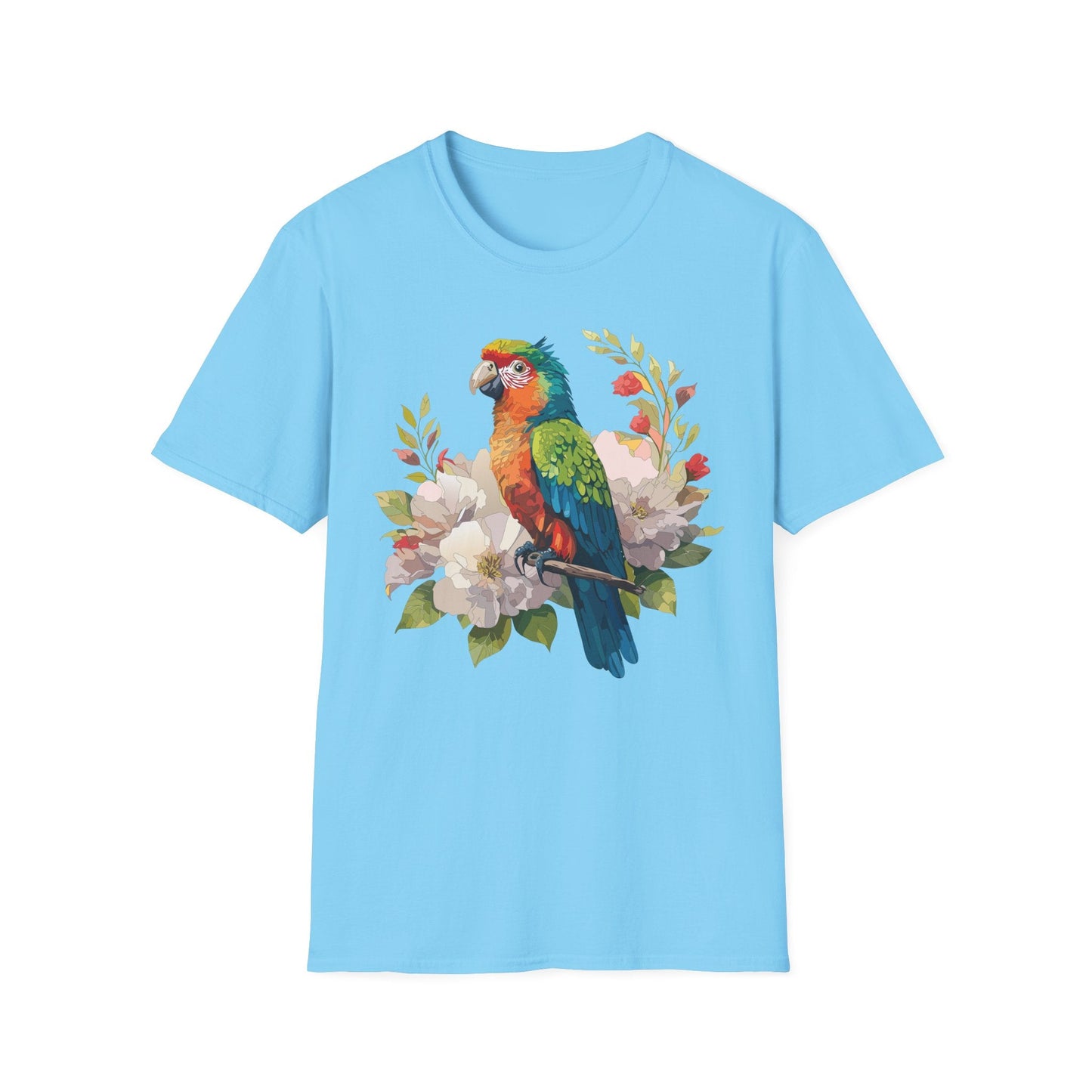 Floral Bird T Shirt Unisex Softstyle Gildan 64000 Graphic Tee With Animal Design
