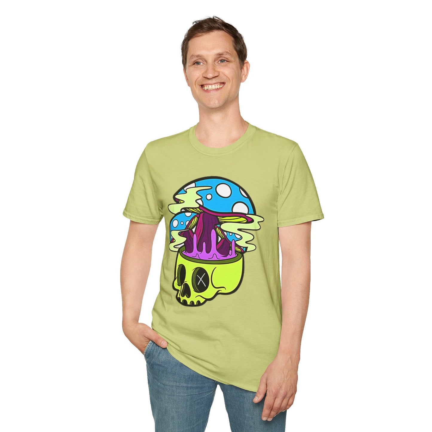 Skull Tee Shirt Unisex Skeleton Shirt With Art Design Gildan Softstyle Cotton Tee