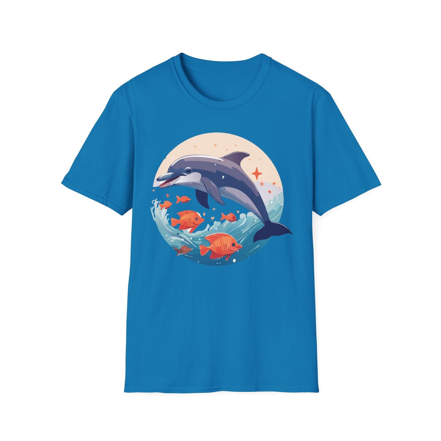 Unisex Dolphin Shirt Gildan Softstyle 64000 Short Sleeve Fish Tee With Dolphin Graphic