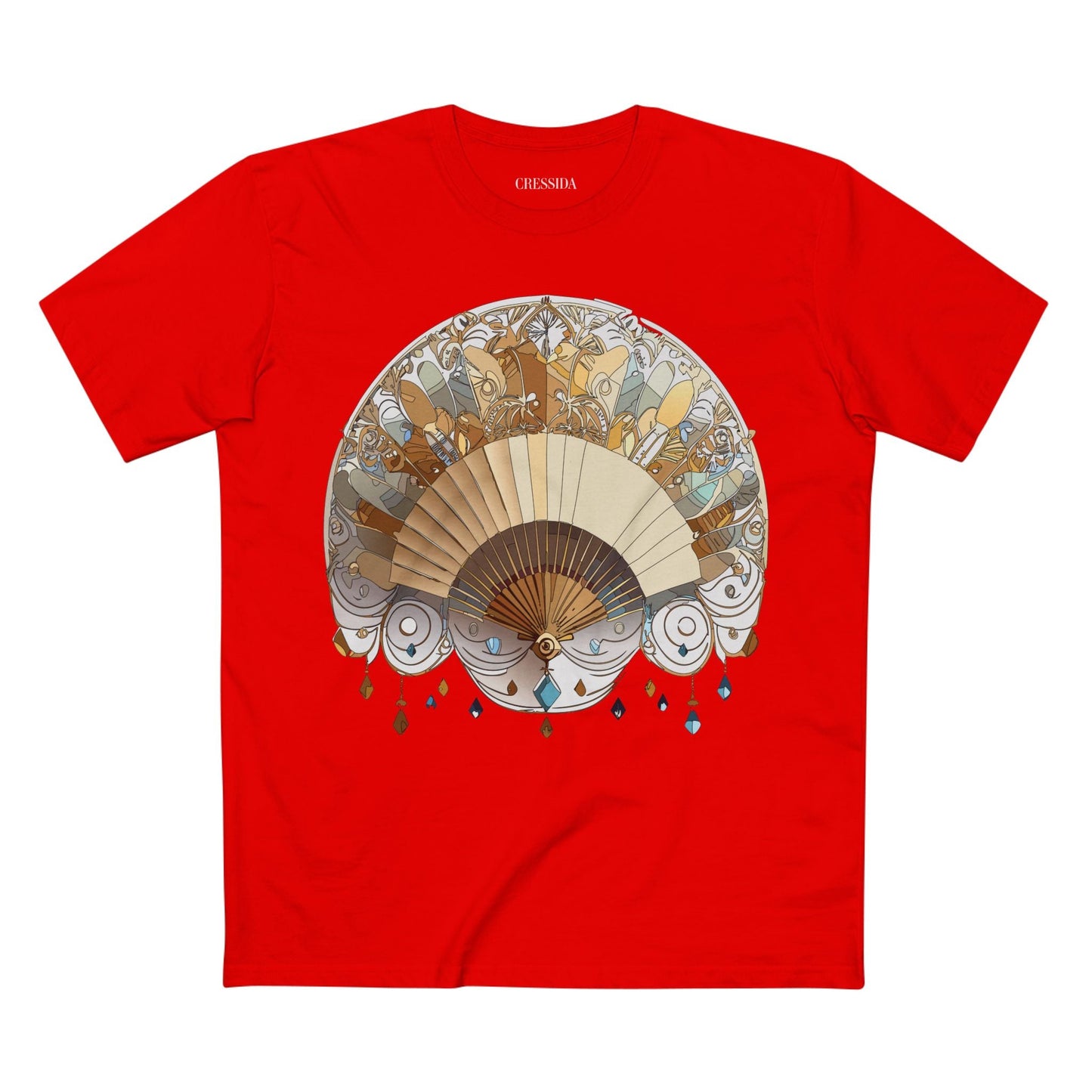 Antique Fan Graphic Design T-Shirt Unisex 100 Cotton Floral Carnival Artwork Tee 11