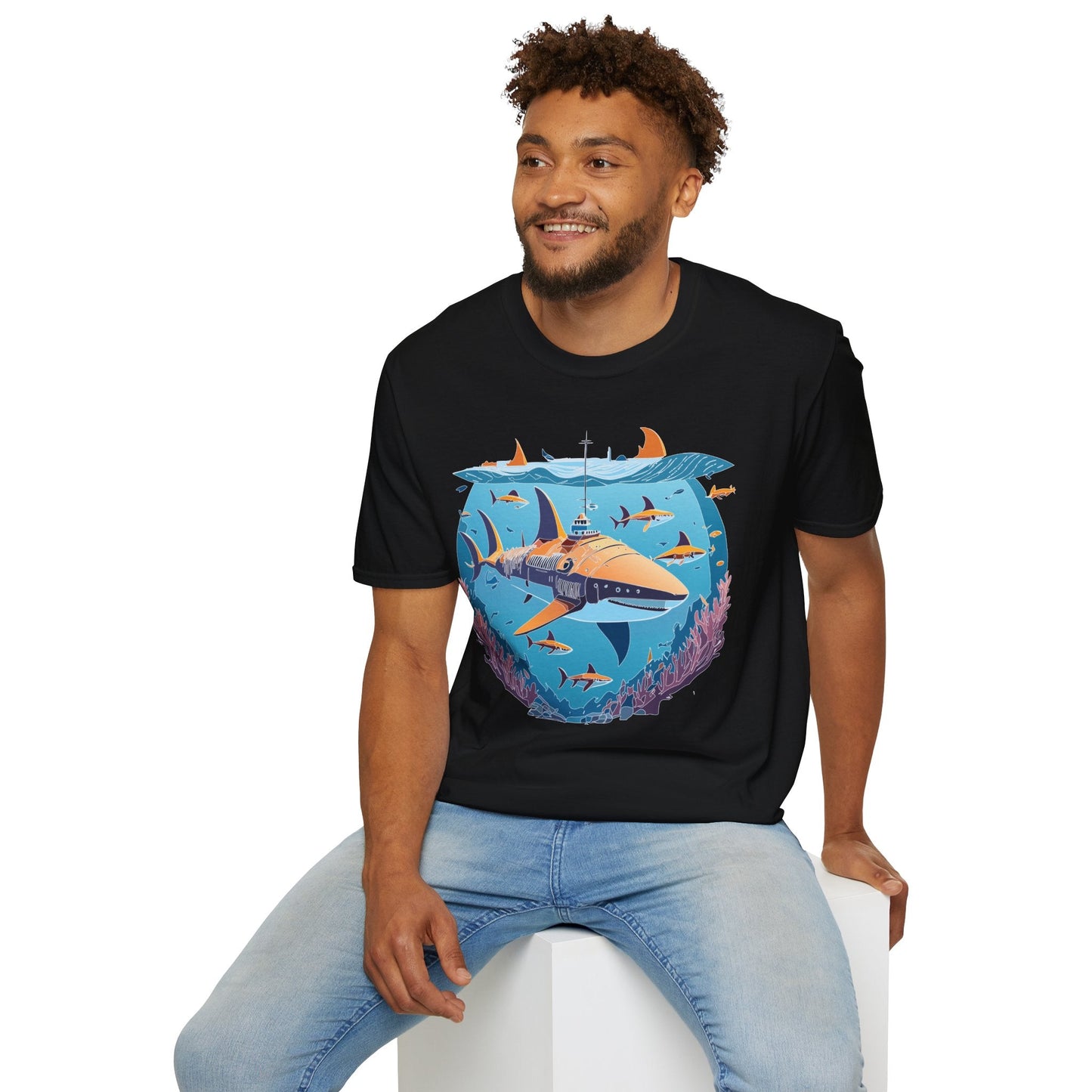 Ocean Tee Shirt Unisex Softstyle Cotton Tee 4.5 Oz Lightweight U Boat Theme Design