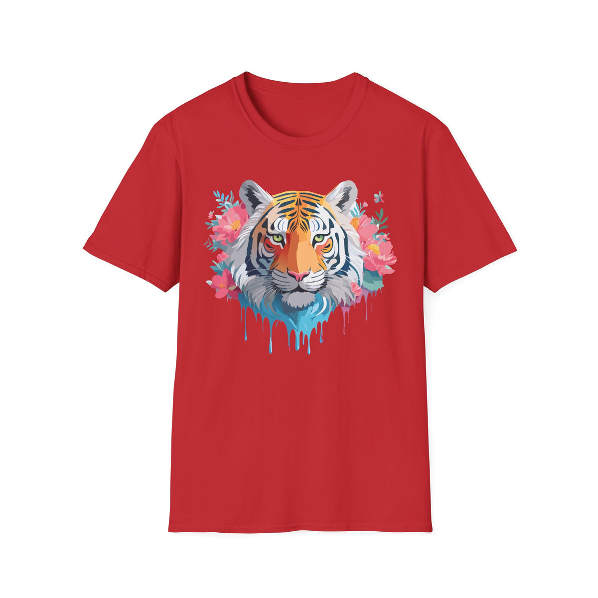 Floral Watercolor Tiger T-Shirt | Tiger Face Shirt, Floral Wildlife Tee