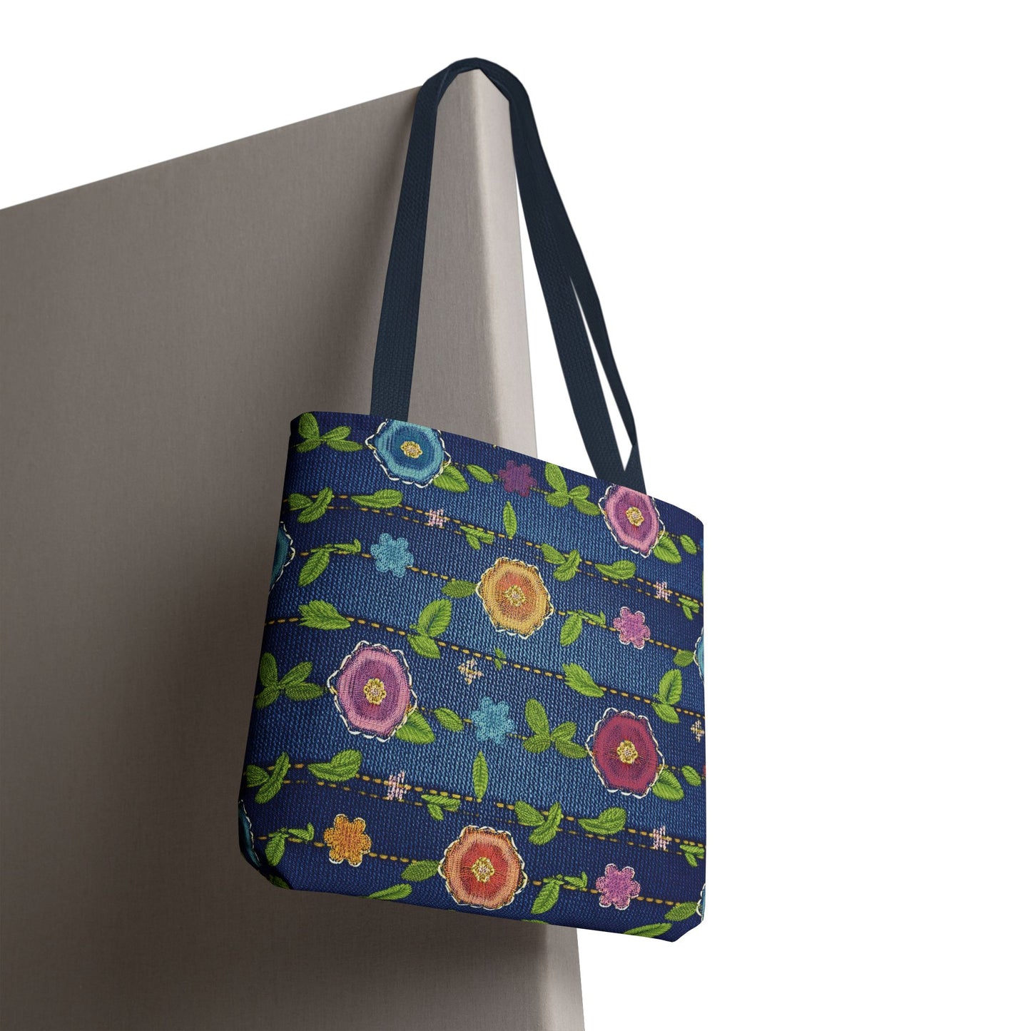 Denim Fabric Imitation Print Unisex Canvas Bag Poly Spun 3 Sizes Tote Bag 134