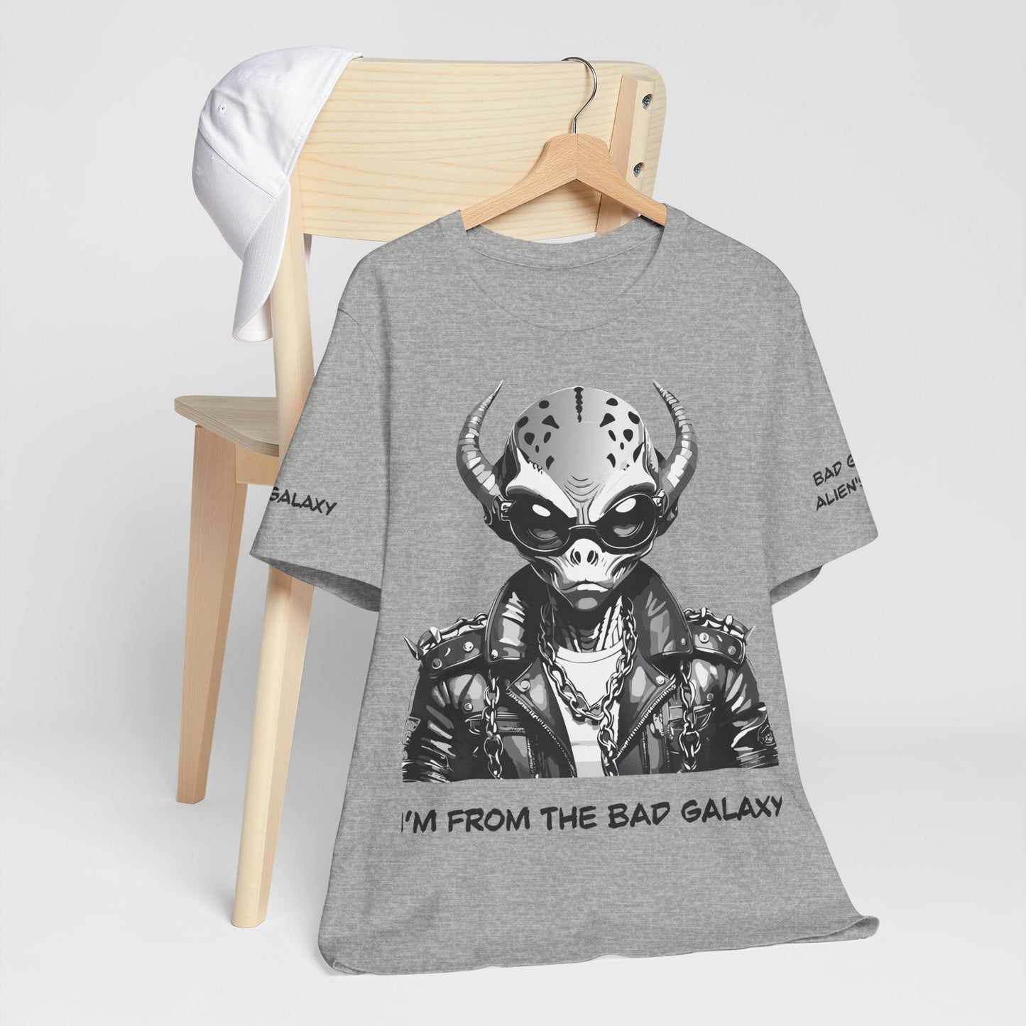 Alien Graphic Tee Shirt From Bad Galaxy Made To Order In USA 100 Percent Cotton Eco Friendly Inks