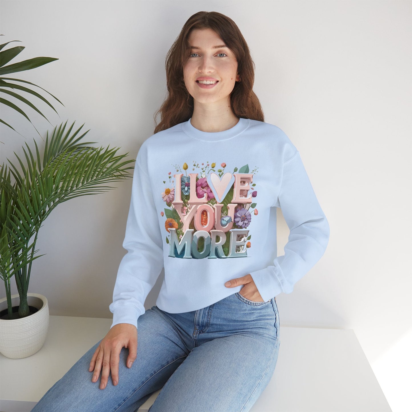Floral Love Sweatshirt Unisex Crewneck Valentine Day Floral Print Cozy Winter Wear