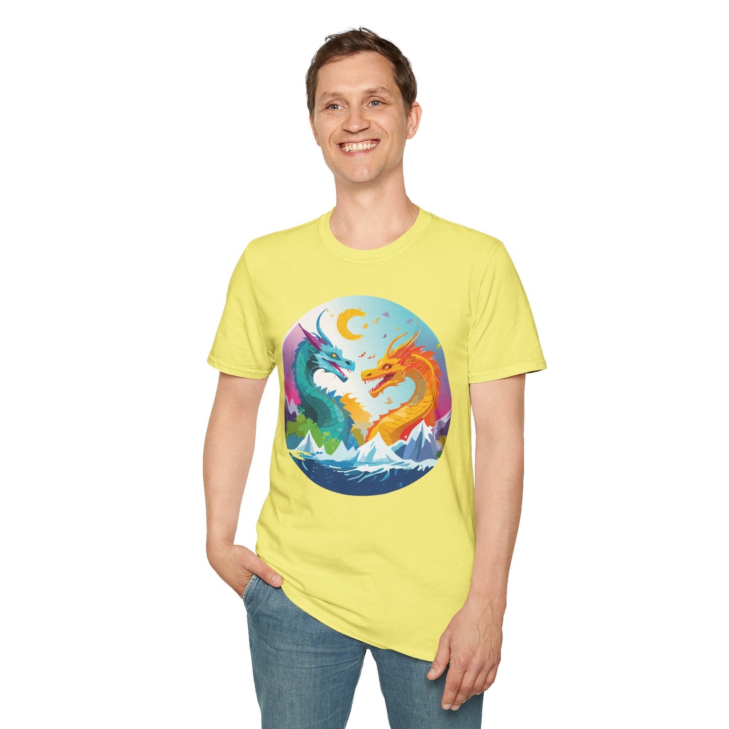 Dragon Graphic Unisex Cotton Softstyle Art Design Tee With Animals 29