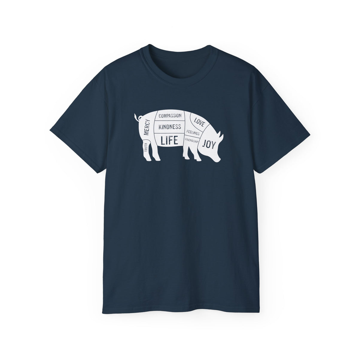 Pig Diagram Typography Tee | Love, Joy, Kindness, Life