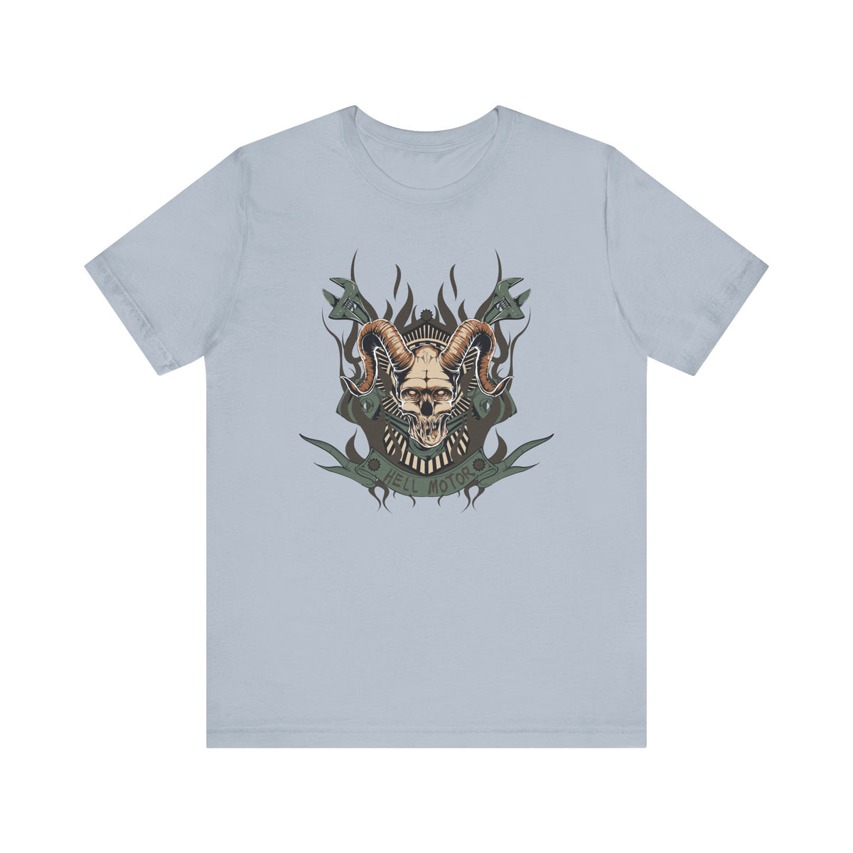 Ram Skull with Horns Tee Gothic Skull Shirt, Dark Tribal Design Unisex Cotton Art-49