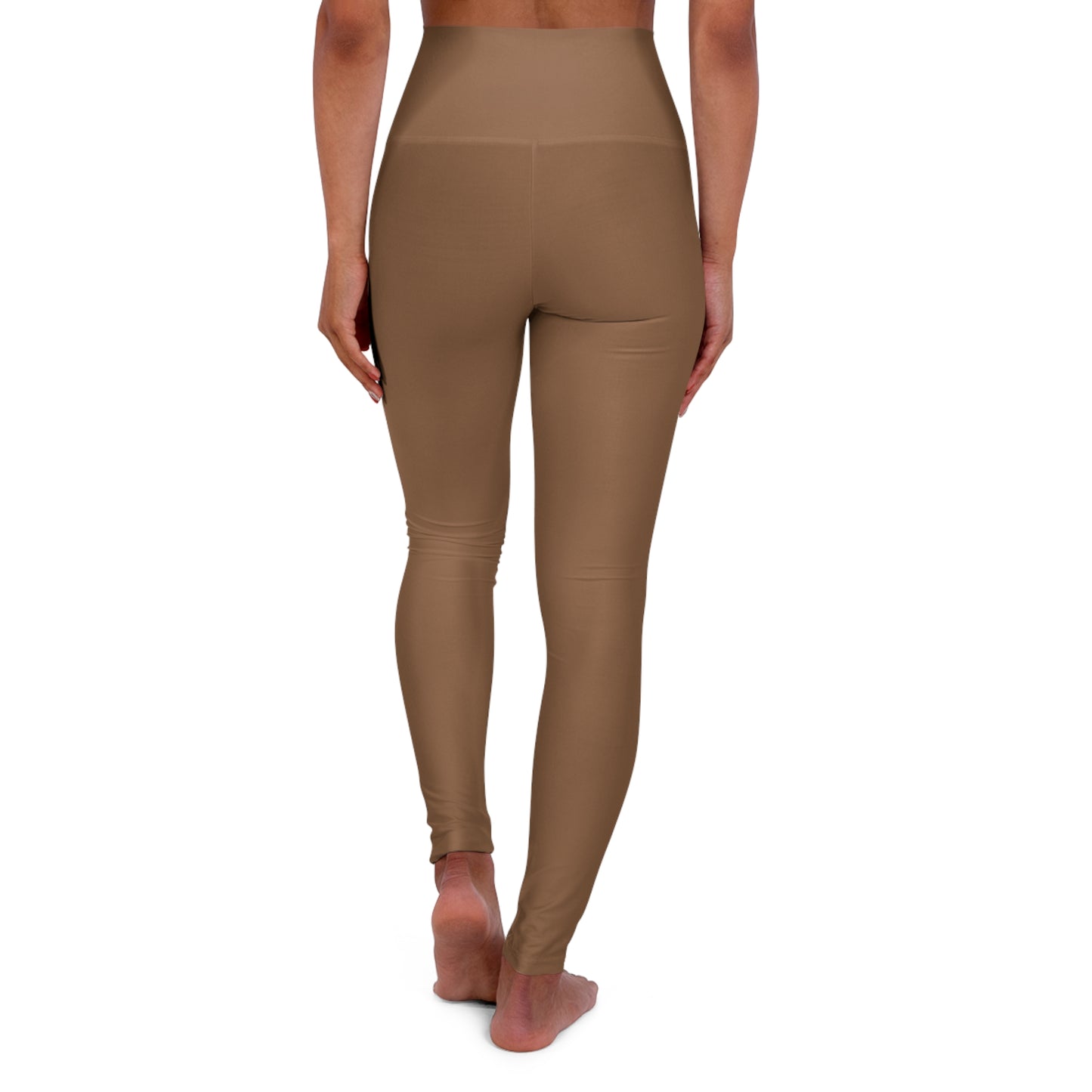 High-Waisted Toffee Brown Yoga Leggings Smooth Camel Women's Seamless Poly-Span Performance Leggings