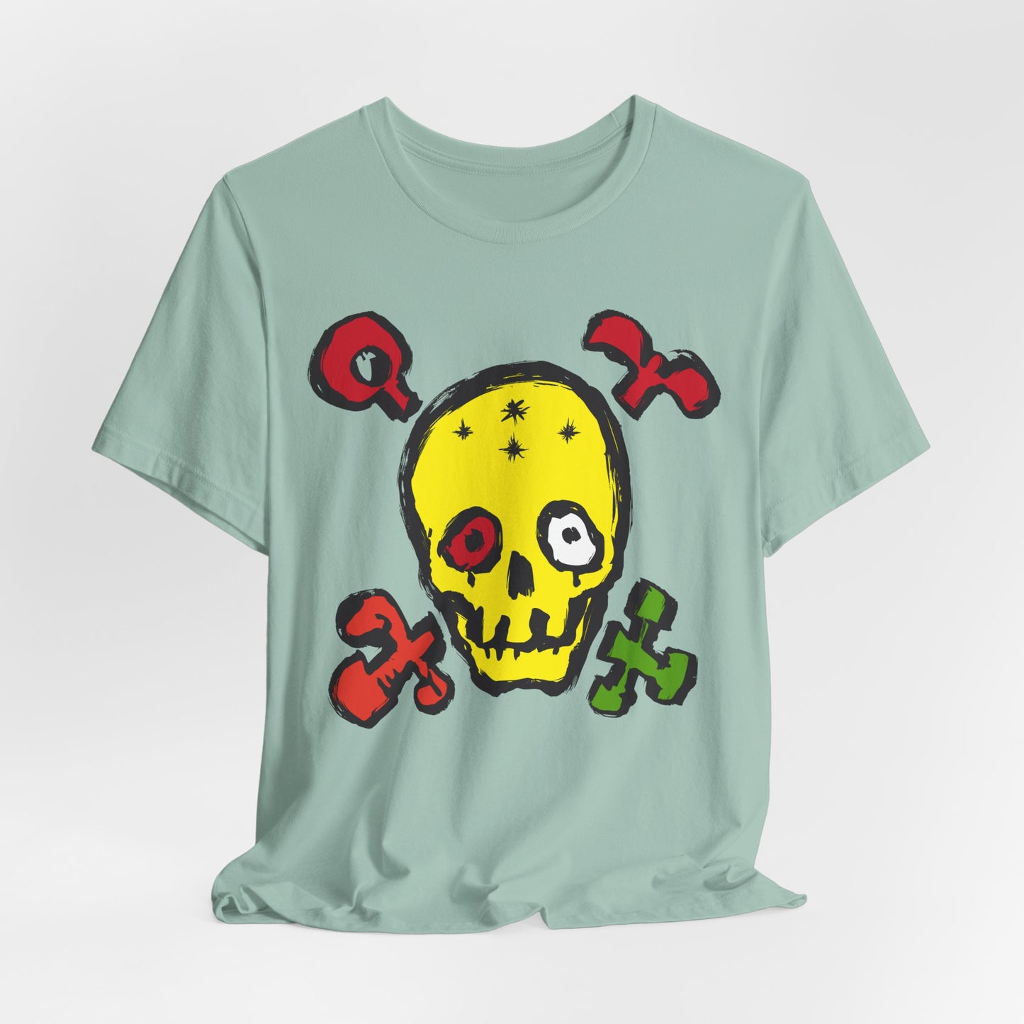 Yellow Skull Graphic Design Tee, Skull Shirt, Vintage Tees, Art Design T-Shirt, Vintage Graphic Tee, Art Shirts with Skulls