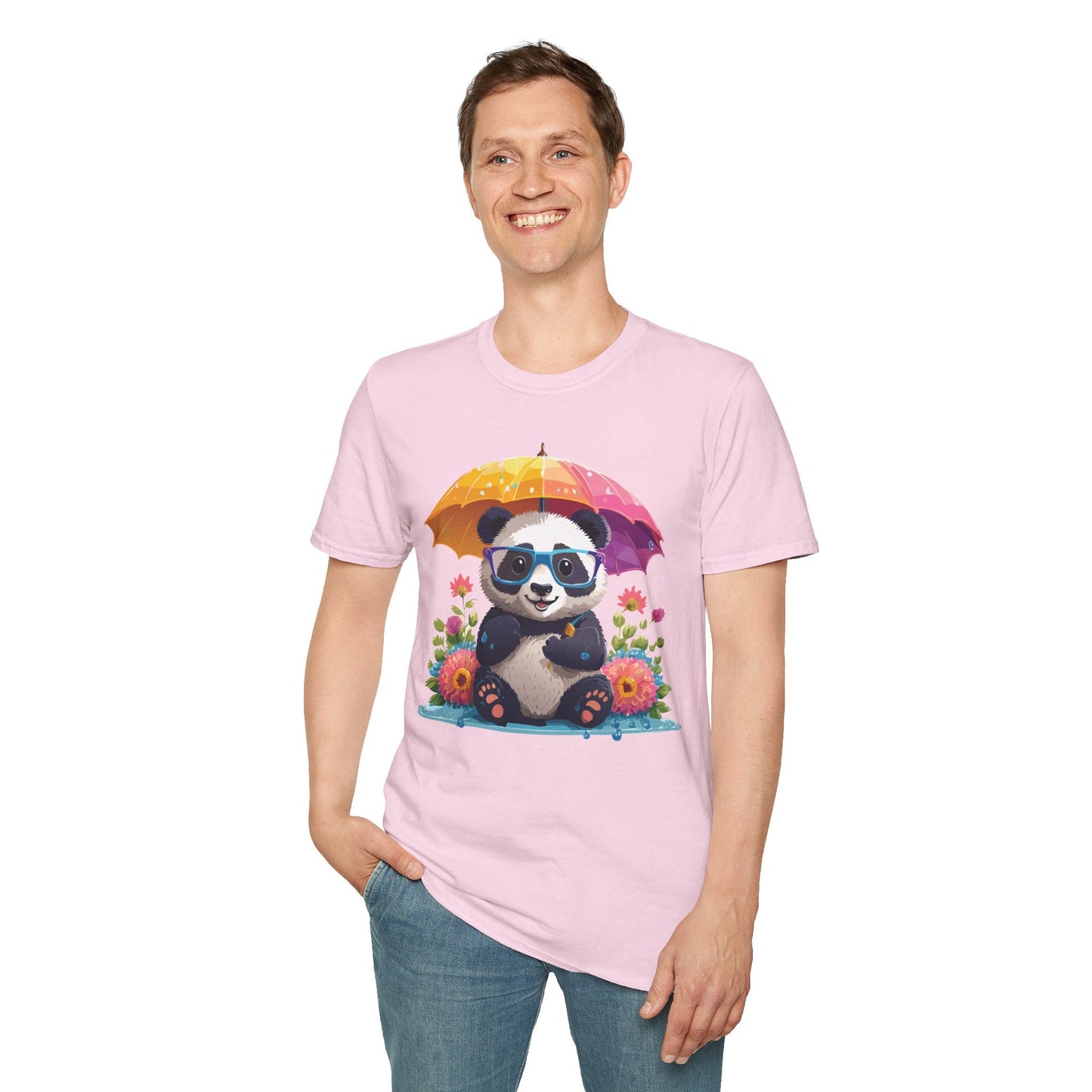 Unisex Panda Shirt Softstyle Tee 100 Percent Ring Spun Cotton Comfortable Animal Tee