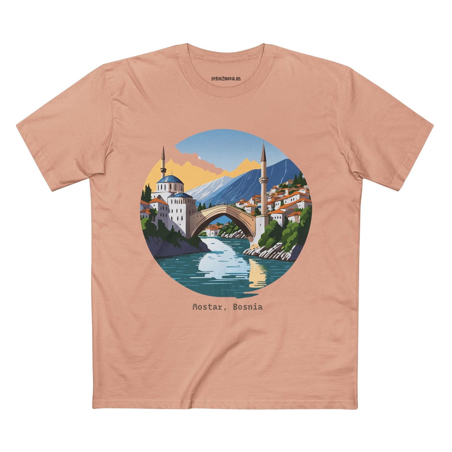 Bosnia Travel Shirt Unisex Premium Cotton Tee With Original Art Design Retro2Nova TT 48