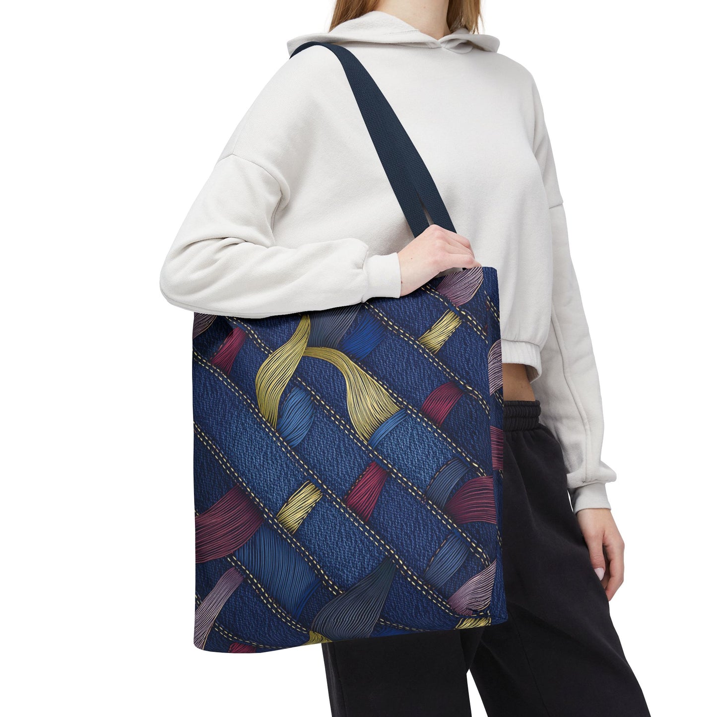 Denim Fabric Imitation Print Unisex Canvas Bag Poly Spun 3 Sizes Tote Bag 145