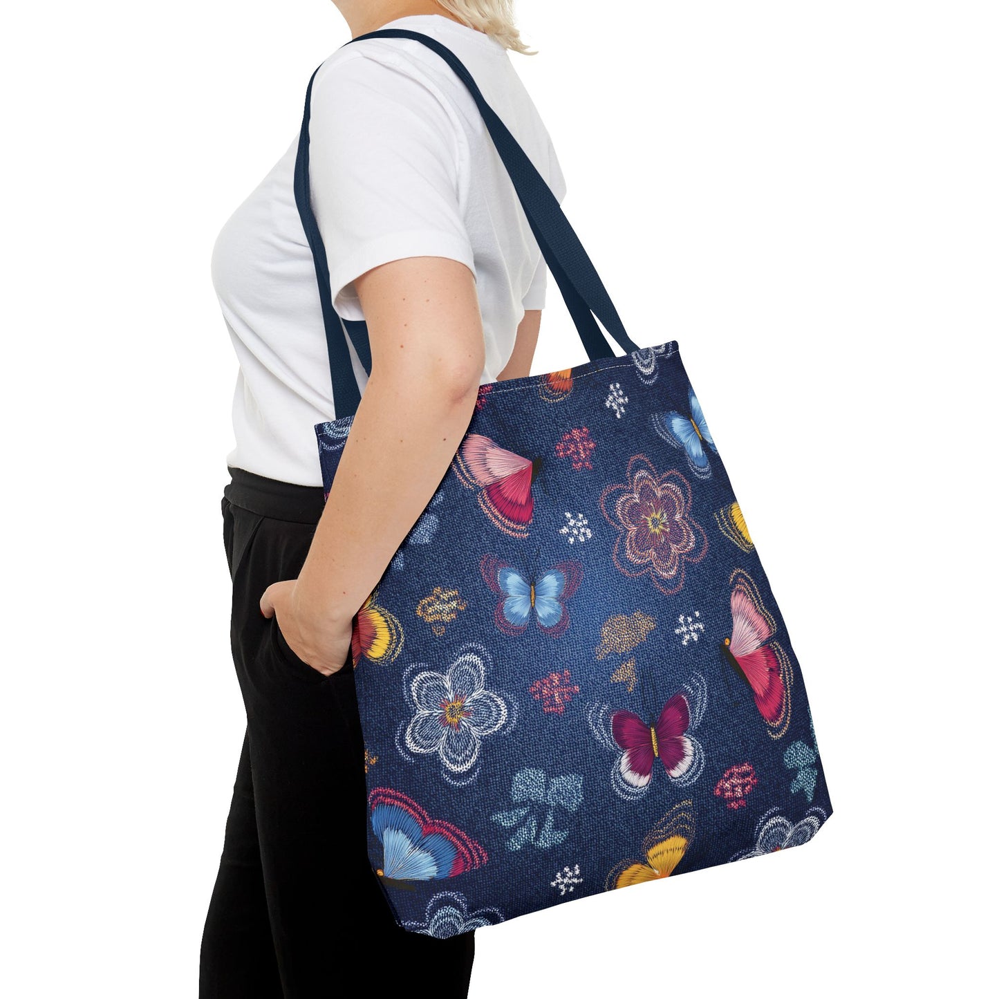 Denim Fabric Imitation Print Unisex Canvas Bag Poly Spun 3 Sizes Tote Bag 168