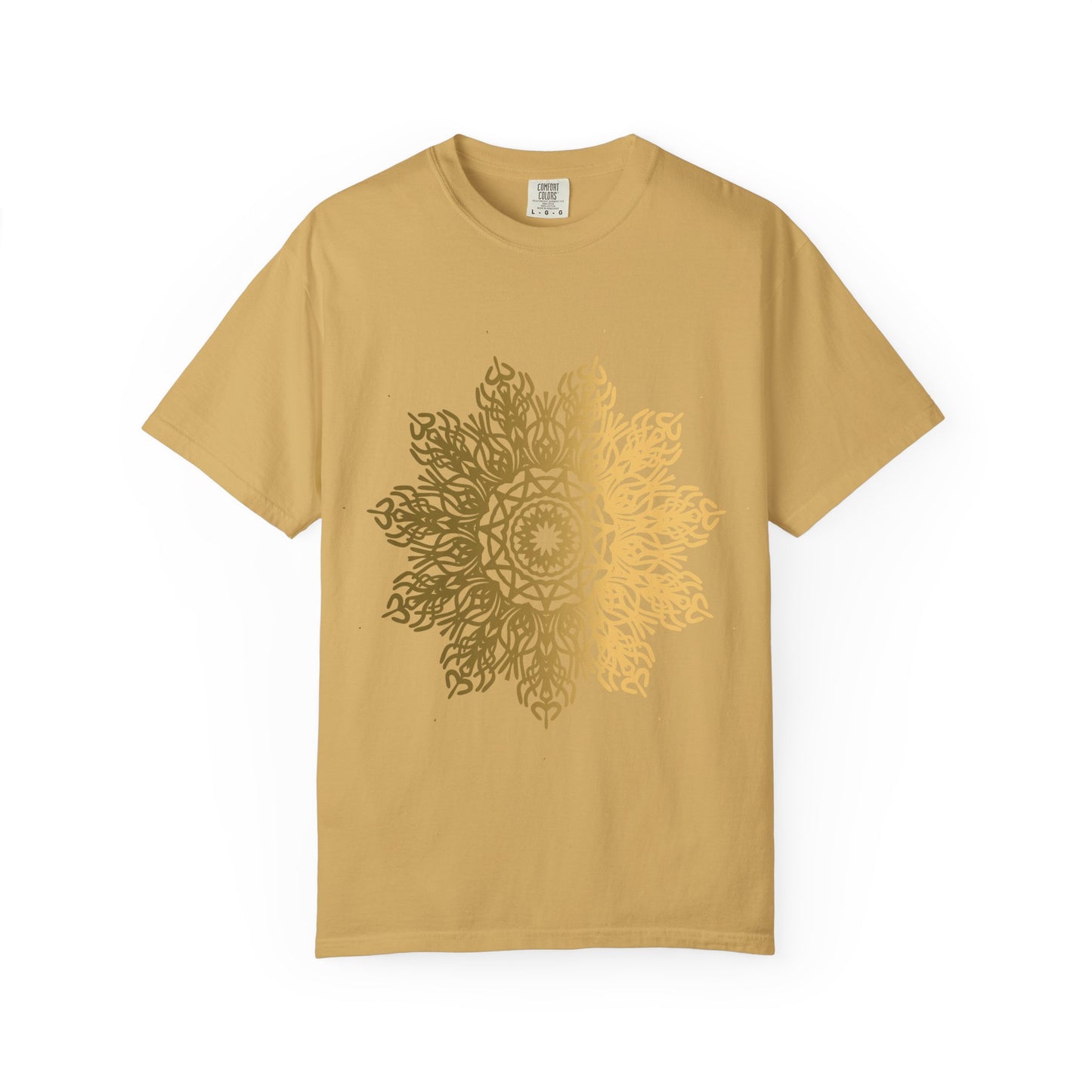 Unisex Garment Dyed Cotton T-Shirt with Mandala Graphic Design