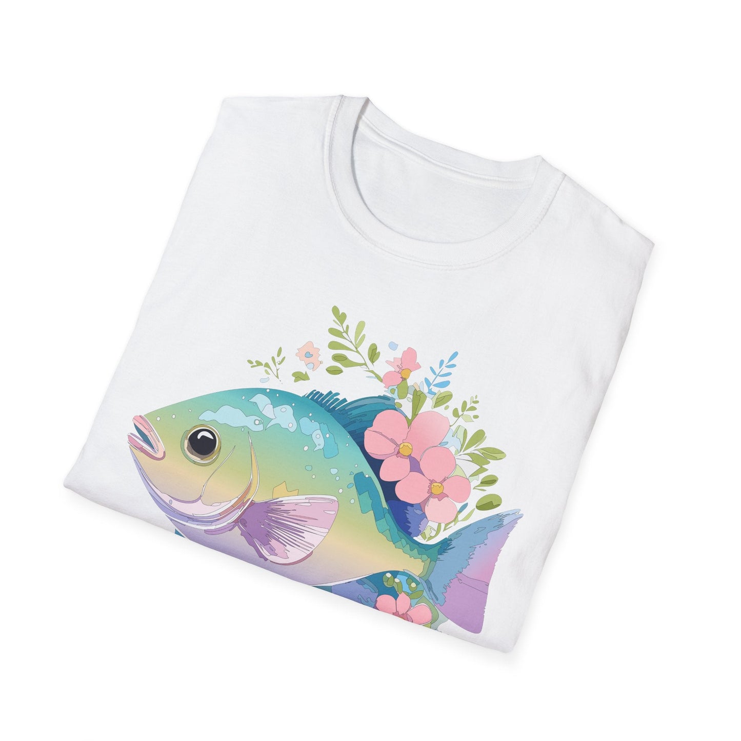 Fish Art Graphic Tee Unisex Gildan Softstyle 64000 100 Percent Ring Spun Cotton Comfortable Tee