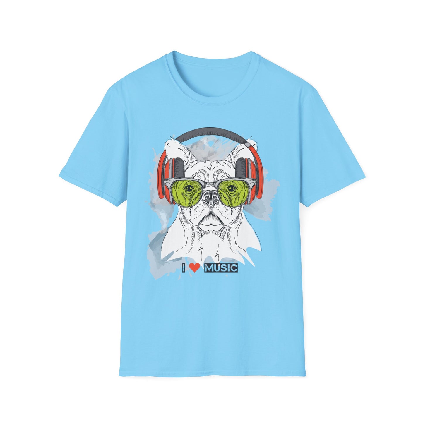 Music Lover French Bulldog T-Shirt Unisex Cotton Short Sleeves I Music Graphic Tee